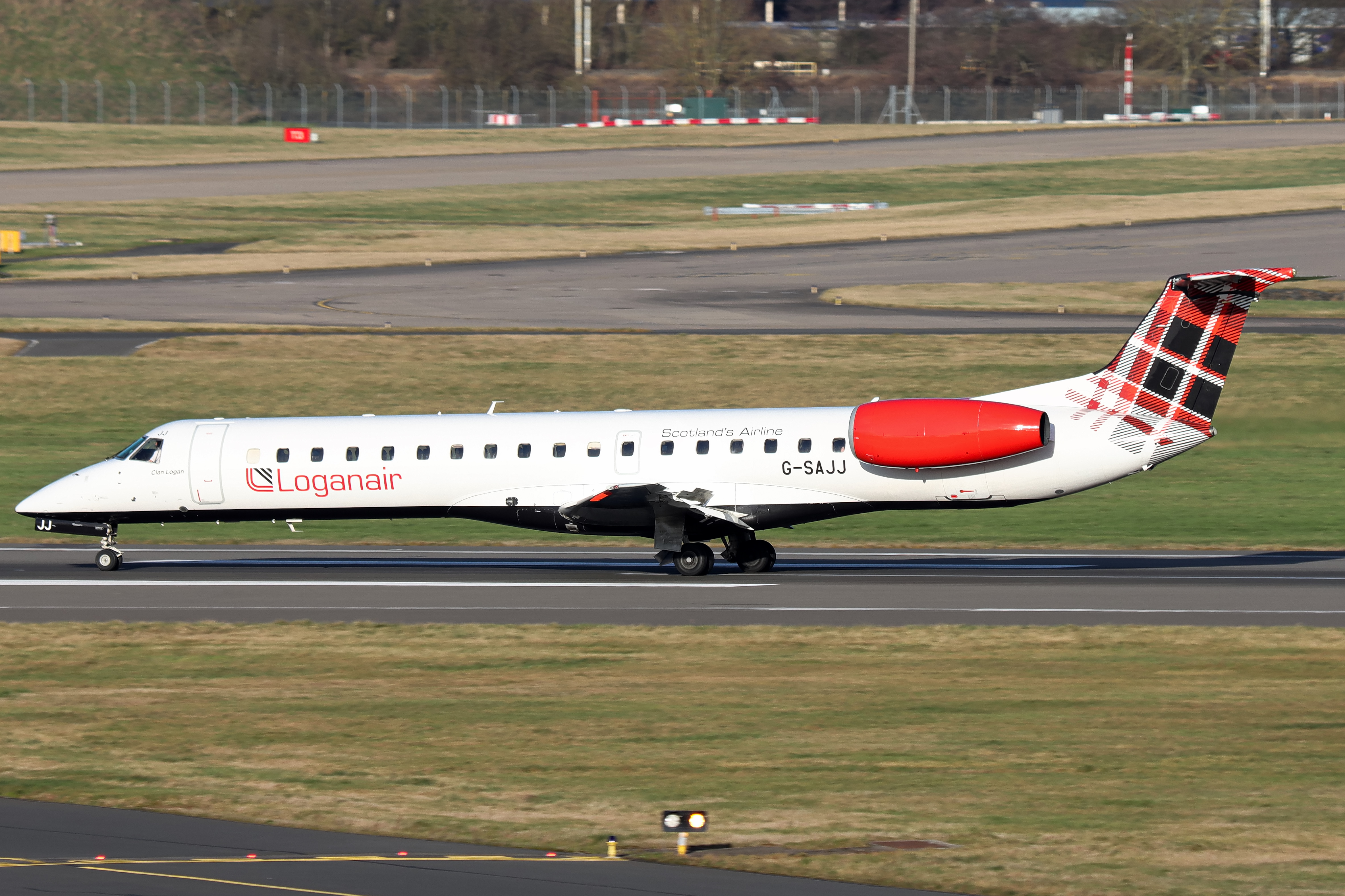 Full size: Loganair Embraer ERJ145 G-SAJJ at Birmingham Airport