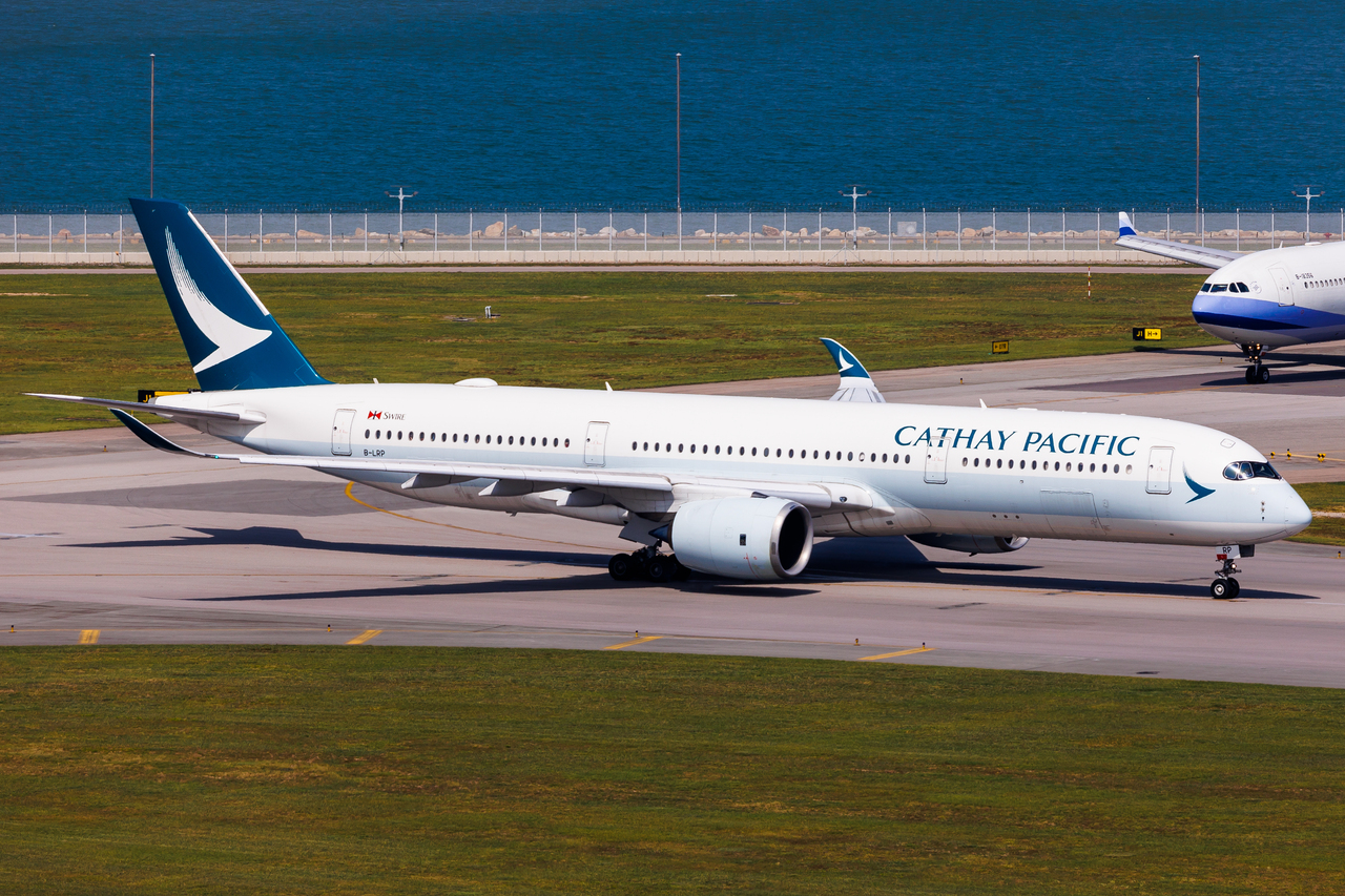 Full size: Cathay Pacific Airbus A350-900 B-LRP at Hong Kong International Airport