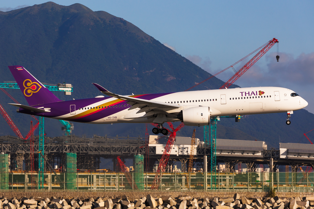 Full size: Thai Airways Airbus A350-900 HS-THN at Hong Kong International Airport