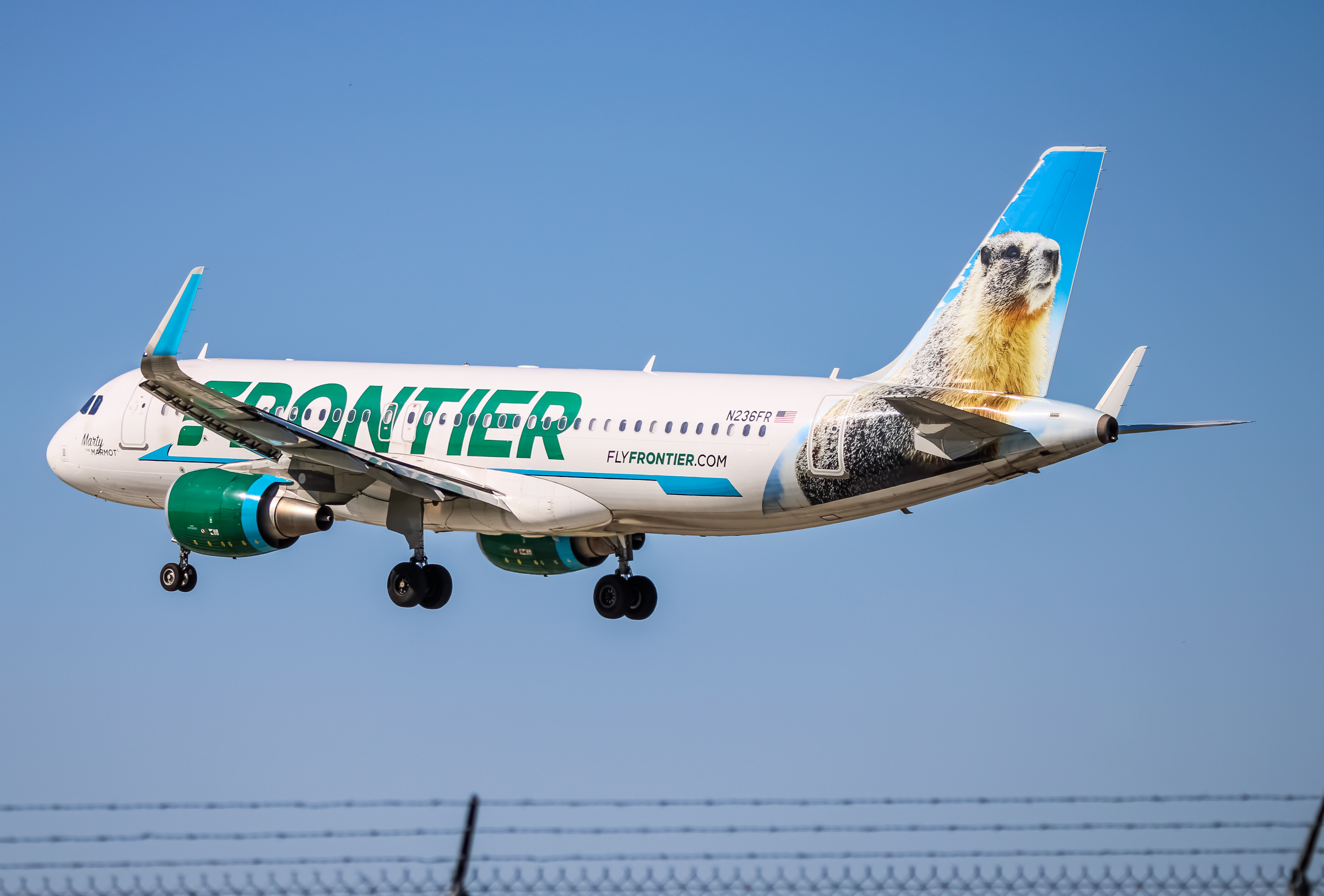 Full size: Frontier Airlines Airbus A320 N236FR at Baltimore/Washington International Thurgood Marshall Airport