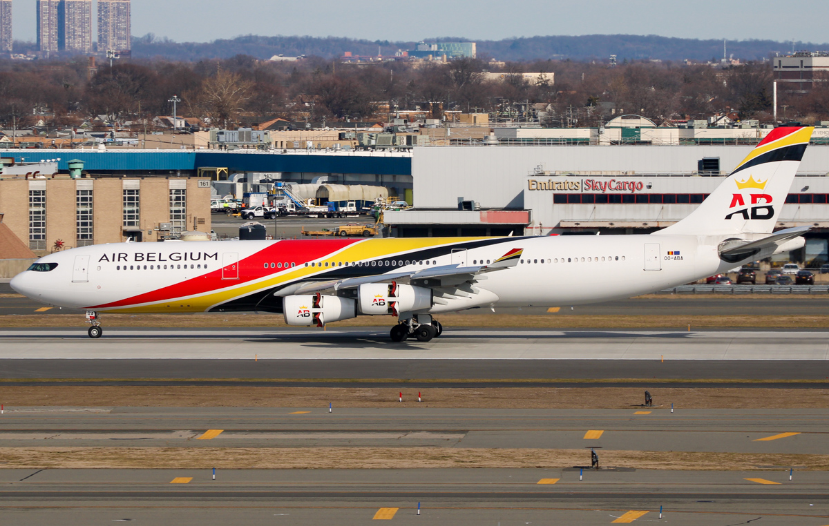 Full size: Air Belgium Airbus A340-300 OO-ABA at John F. Kennedy International Airport