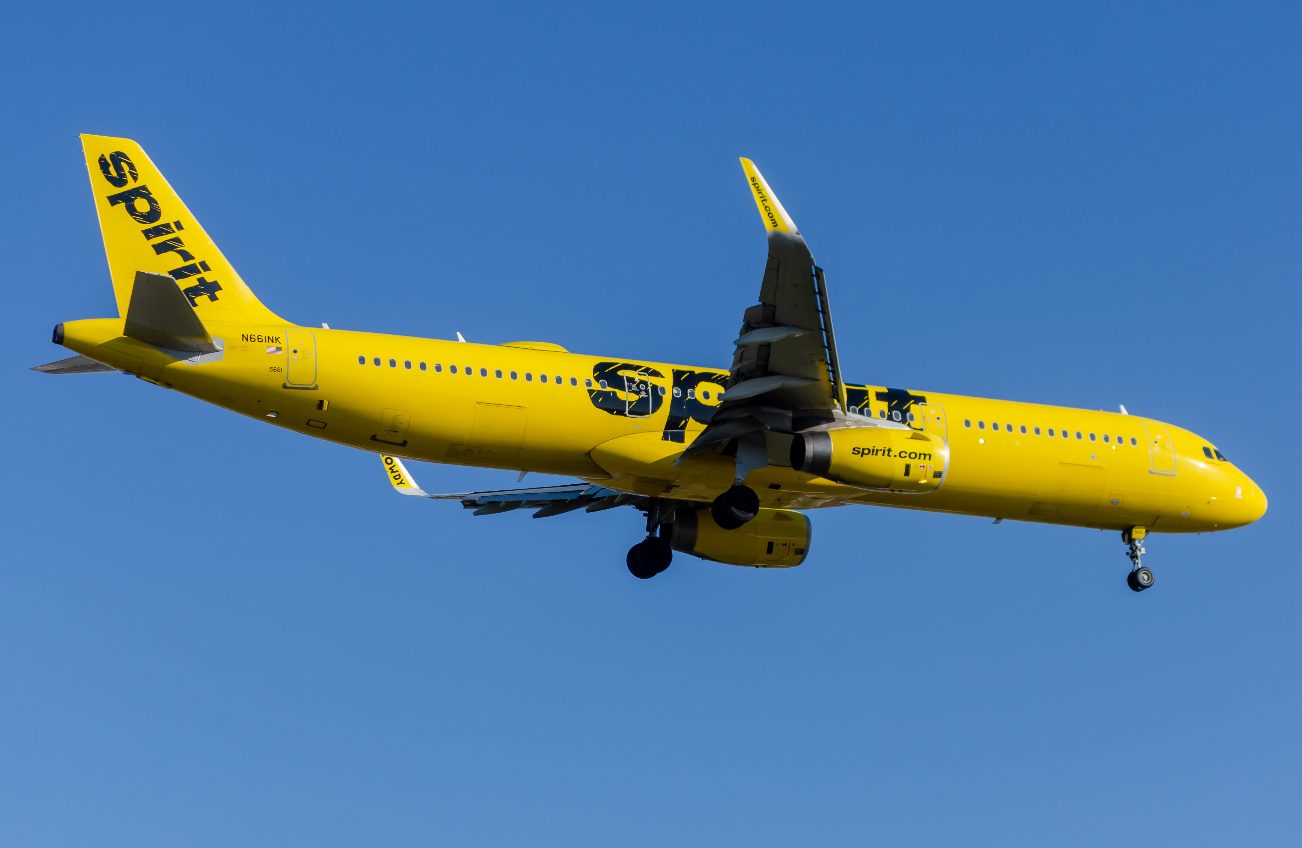 Full size: Spirit Airlines Airbus A321-200 N661NK at Newark Liberty International Airport