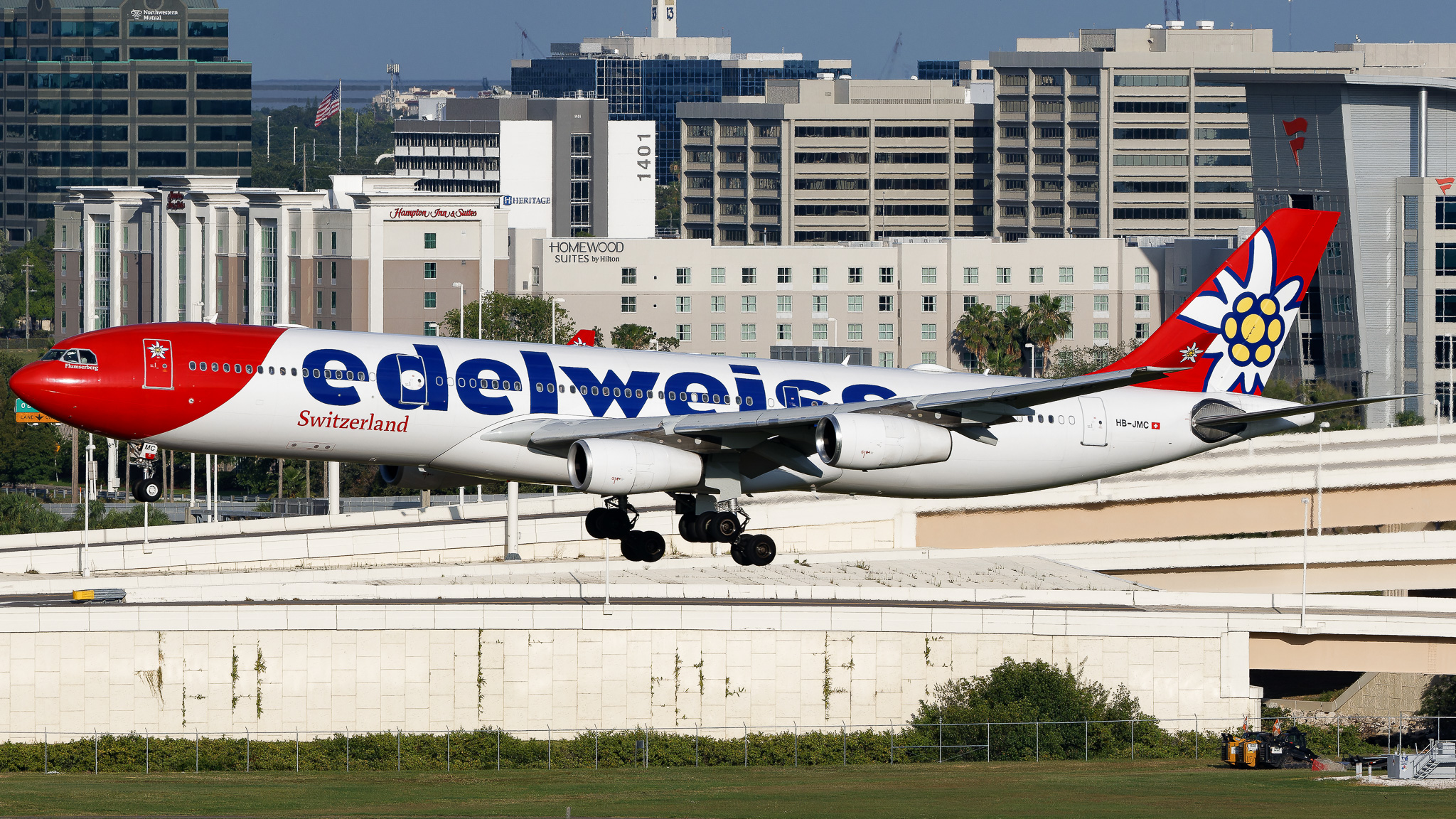 Full size: Edelweiss Air Airbus A340-300 HB-JMC at Tampa International Airport