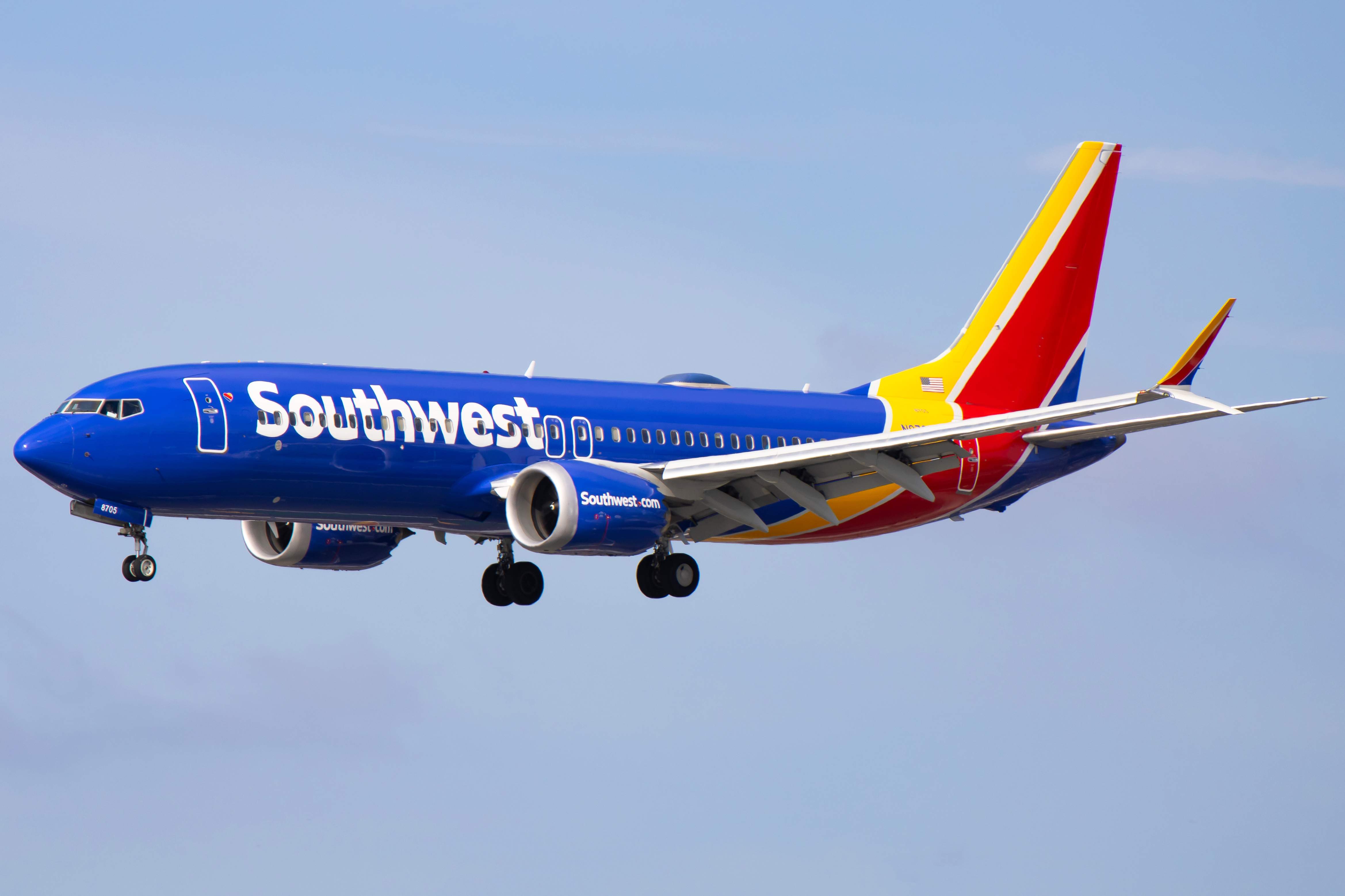Full size: Southwest Airlines Boeing 737 MAX 8 N8705Q at San Diego International Airport