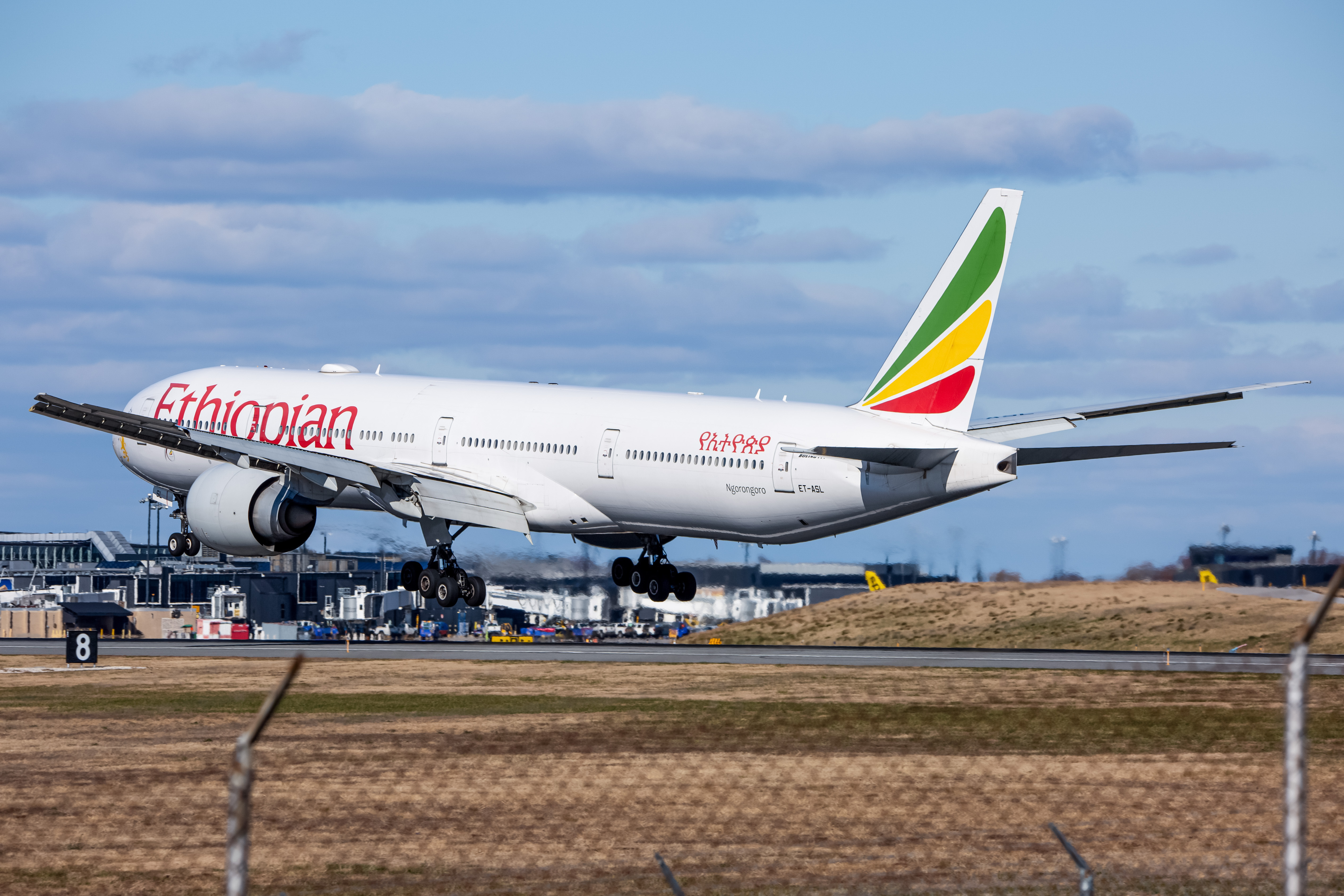 Full size: Ethiopian Airlines Boeing 777-300 ET-ASL at Baltimore/Washington International Thurgood Marshall Airport
