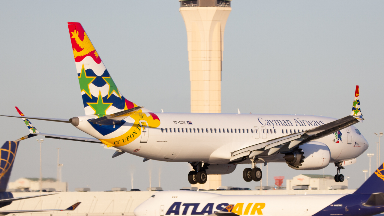 Full size: Cayman Airways Boeing 737 MAX 8 VP-CIW at Miami International Airport