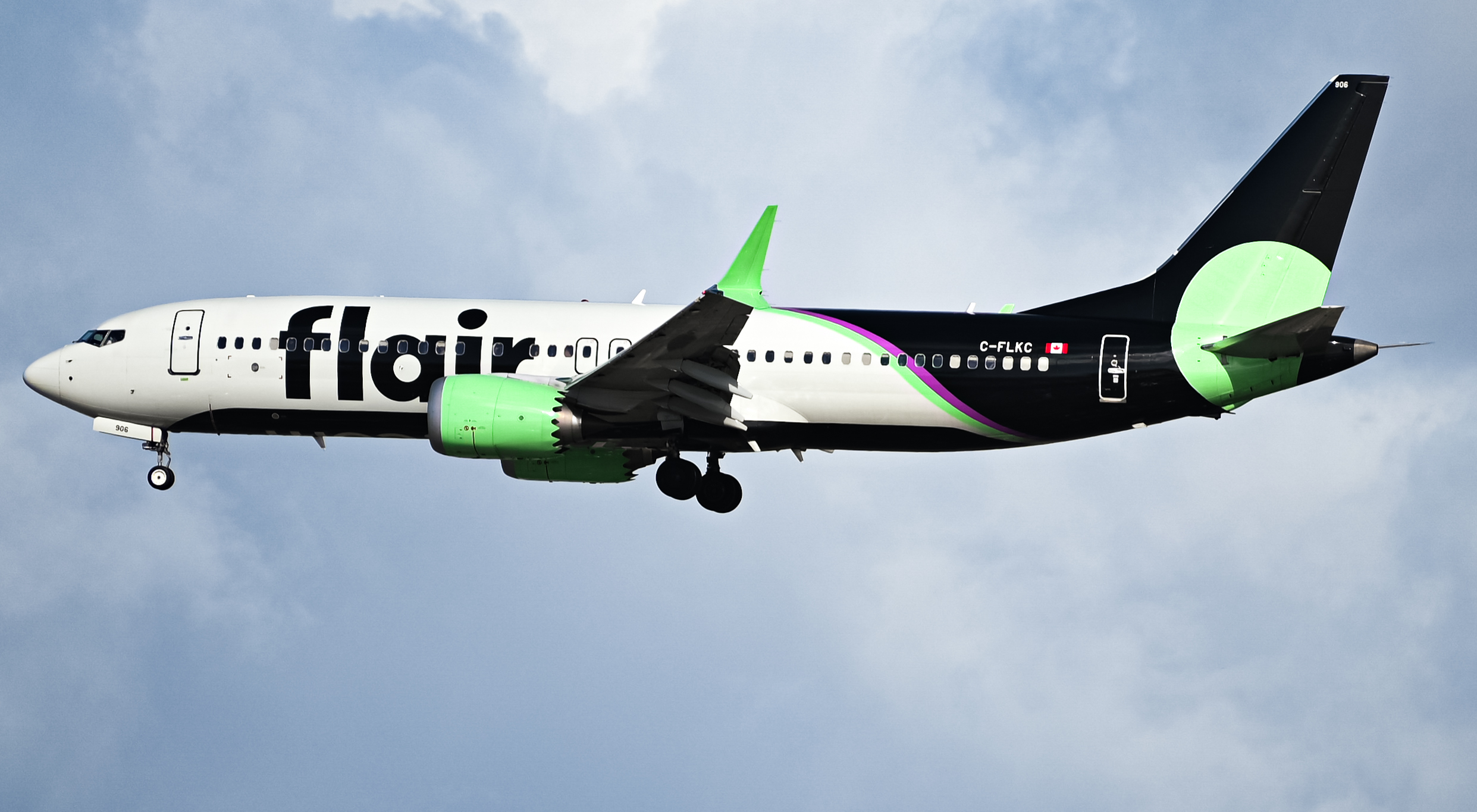 Full size: Flair Airlines Boeing 737 MAX 8 C-FLKC at Los Angeles International Airport