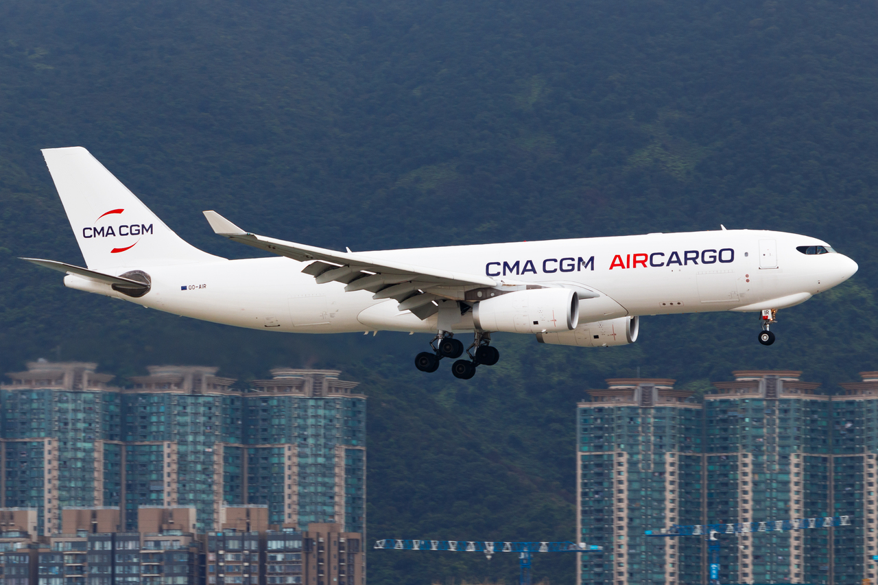 Full size: CMA CGM Air Cargo Airbus A330-200F OO-AIR at Hong Kong International Airport
