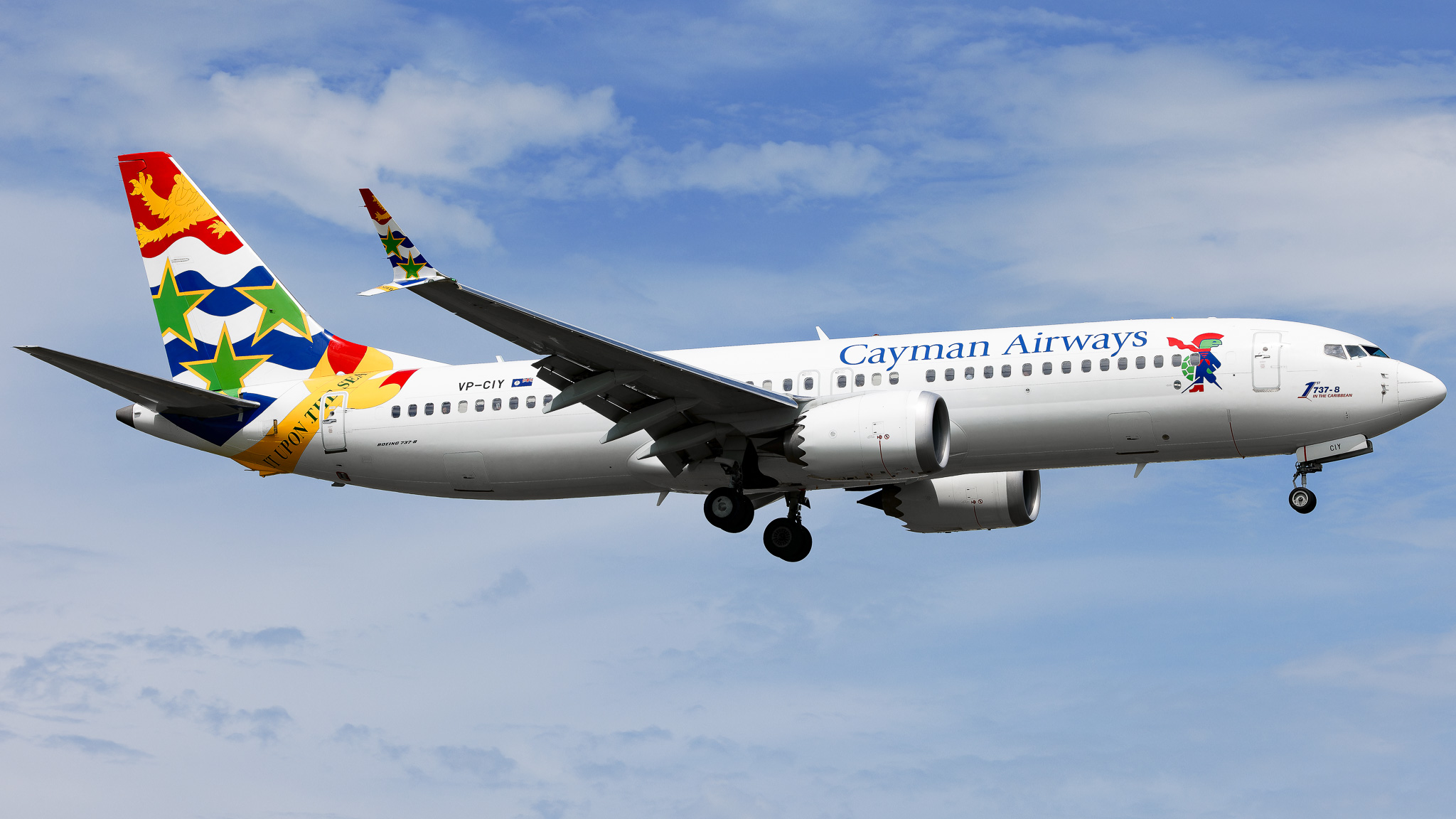 Full size: Cayman Airways Boeing 737 MAX 8 VP-CIY at Tampa International Airport