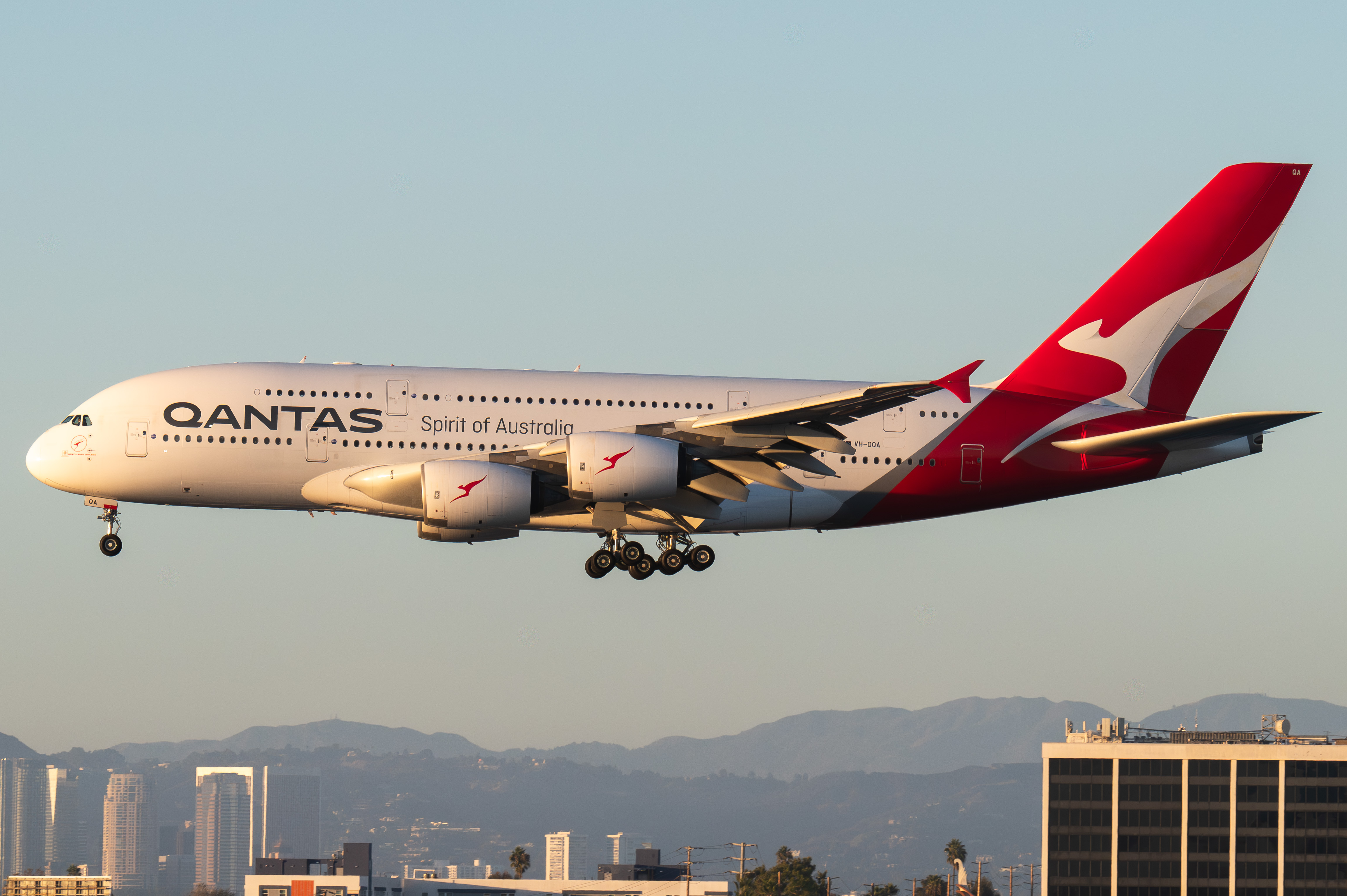 Full size: Qantas Airways Airbus A380-800 VH-OQA at Los Angeles International Airport