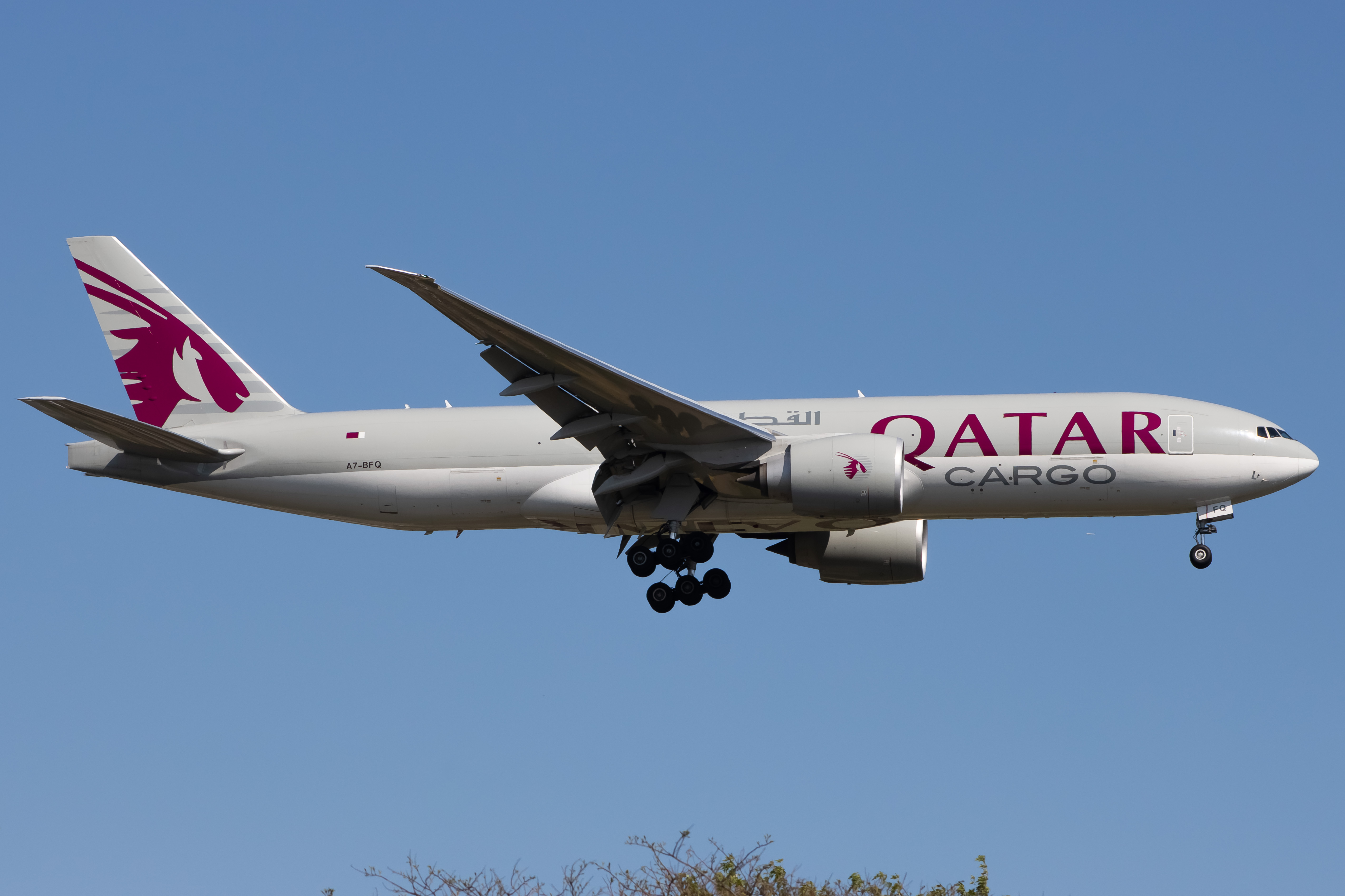 Full size: Qatar Air Cargo Boeing 777-F A7-BFQ at John F. Kennedy International Airport