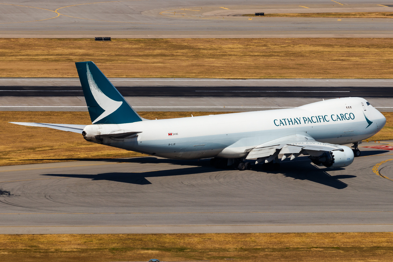 Full size: Cathay Pacific Cargo Boeing 747-8F B-LJE at Hong Kong International Airport