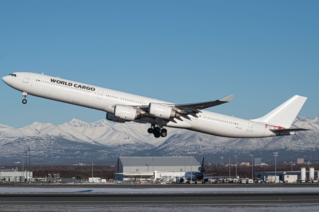 Full size: Air Atlanta Icelandic Airbus A340-600 TF-LFC at Anchorage Ted Stevens International Airport