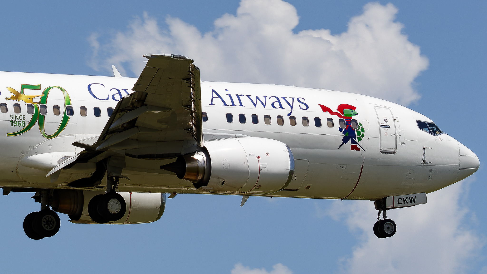 Full size: Cayman Airways Boeing 737-300 VP-CKW at Tampa International Airport
