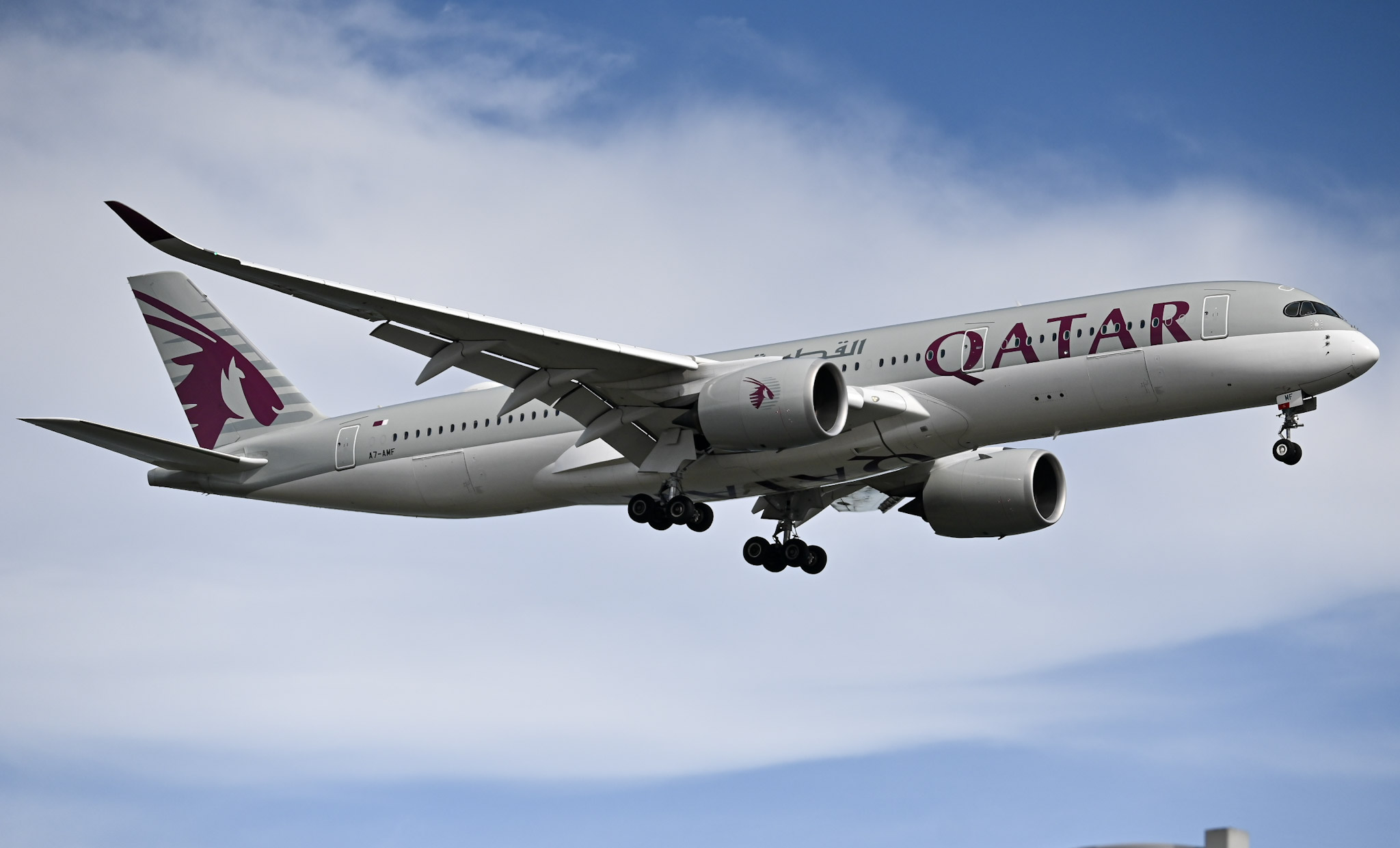 Full size: Qatar Airways Airbus A350-900 A7-AMF at General Edward Lawrence Logan International Airport