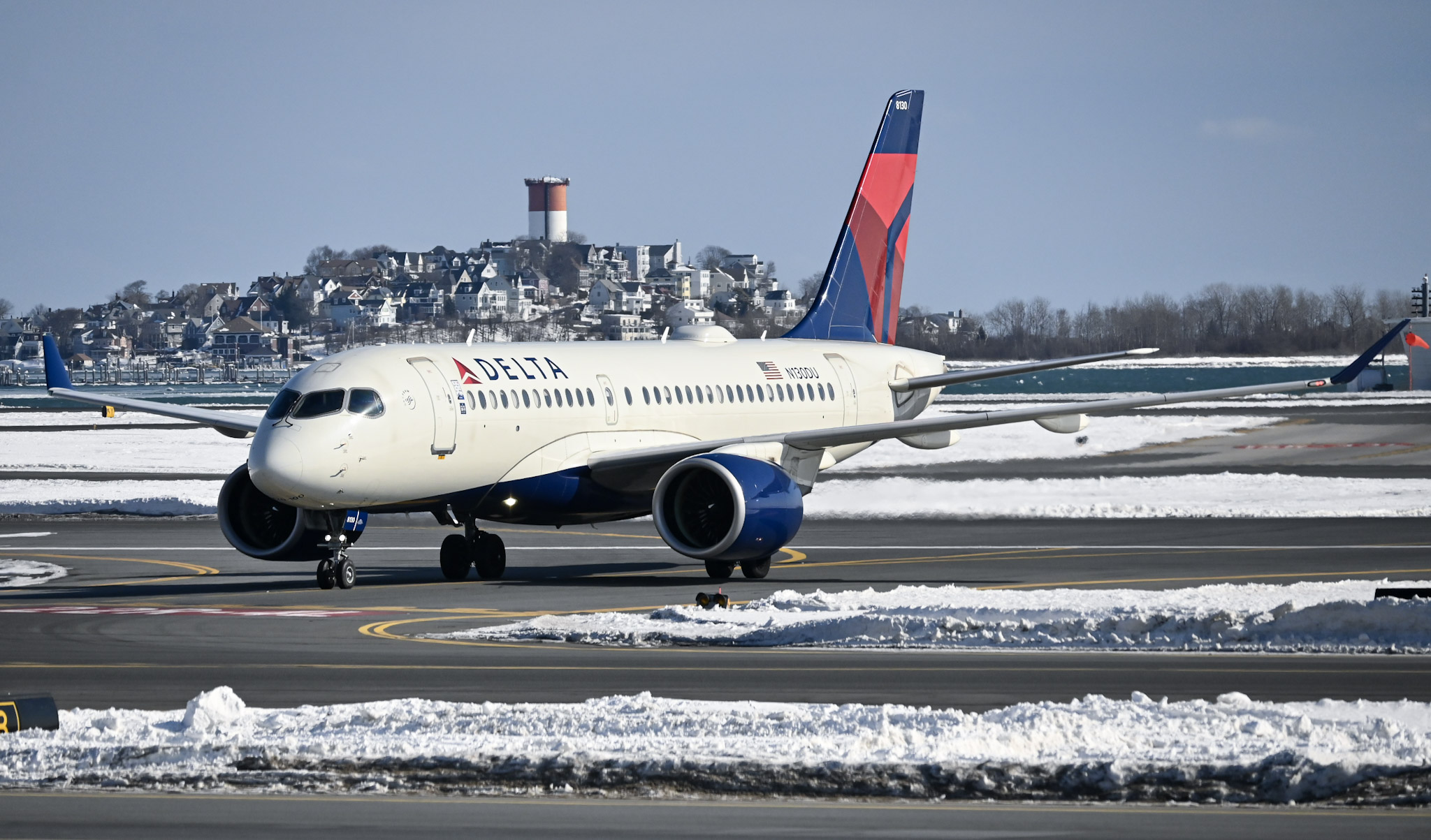 Full size: Delta Airlines Airbus A220-100 N130DU at General Edward Lawrence Logan International Airport