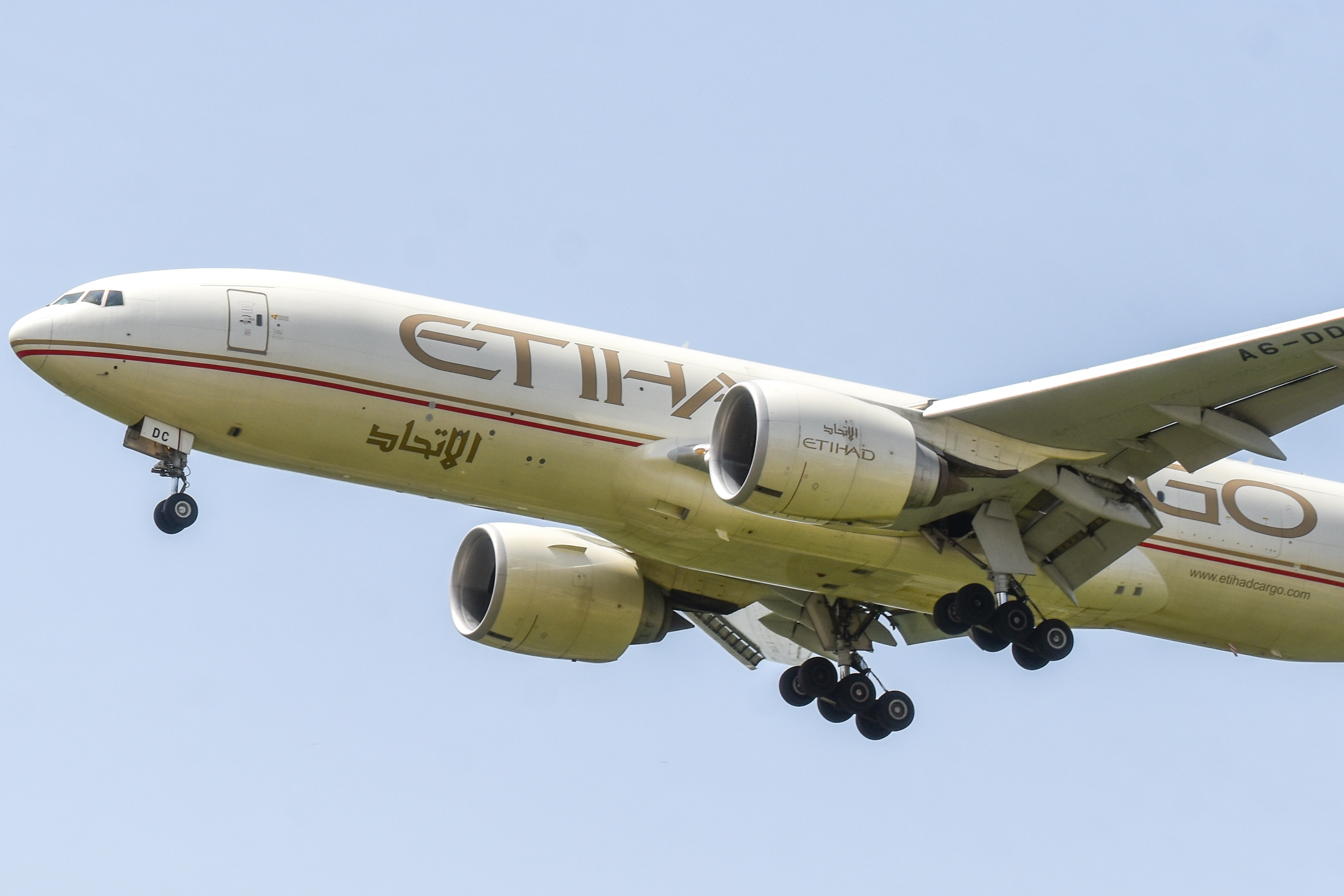 Full size: Etihad Cargo Boeing 777F A6-DDC at Tel Aviv-Ben Gurion Airport
