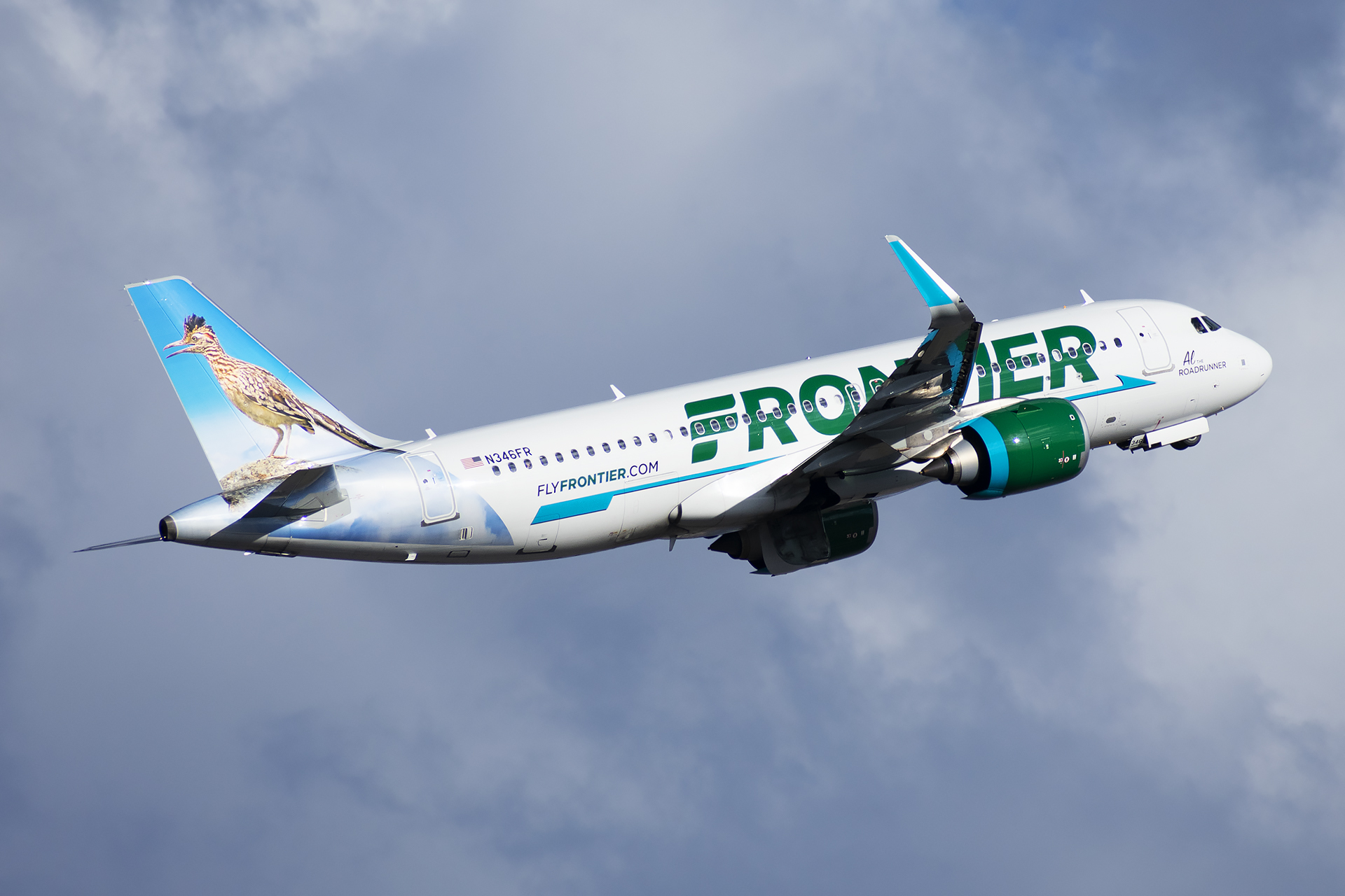 Full size: Frontier Airlines Airbus A320NEO N346FR at Salt Lake City International Airport