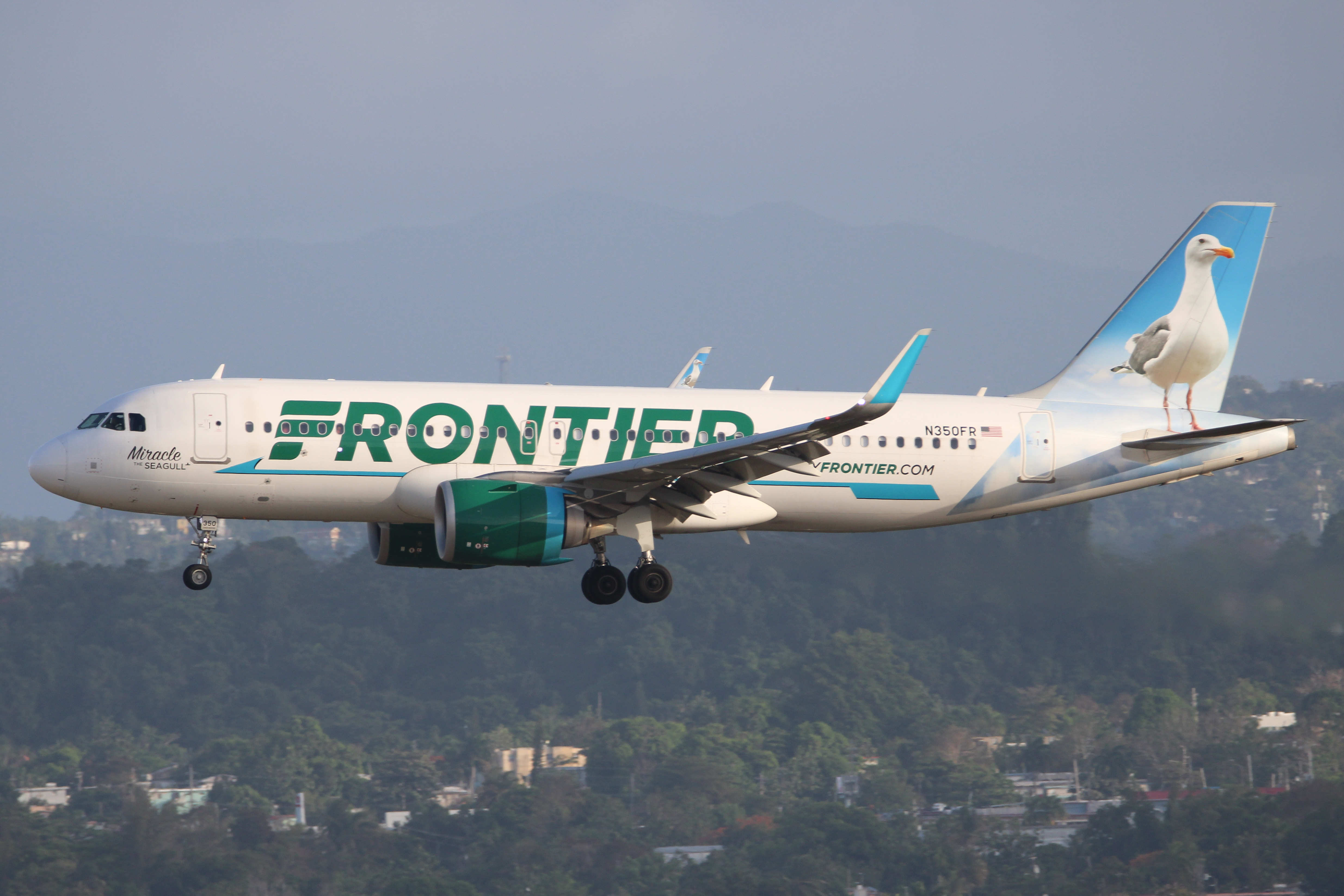 Full size: Frontier Airlines Airbus A320NEO N350FR at San Juan Luis Munoz Marin International Airport