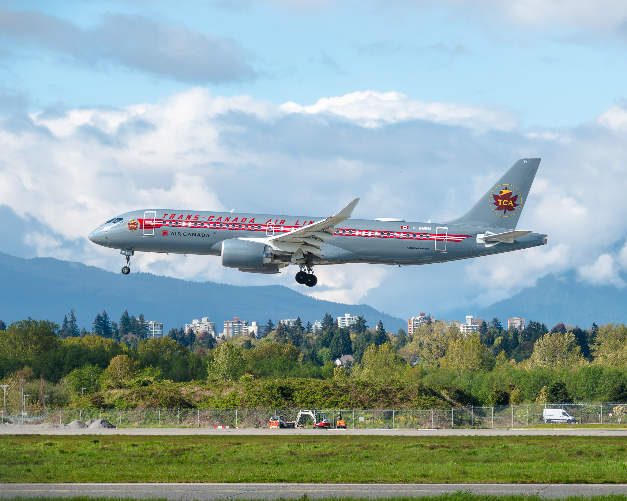 Full size: Air Canada Airbus A220-300 C-GNBN at Vancouver International Airport