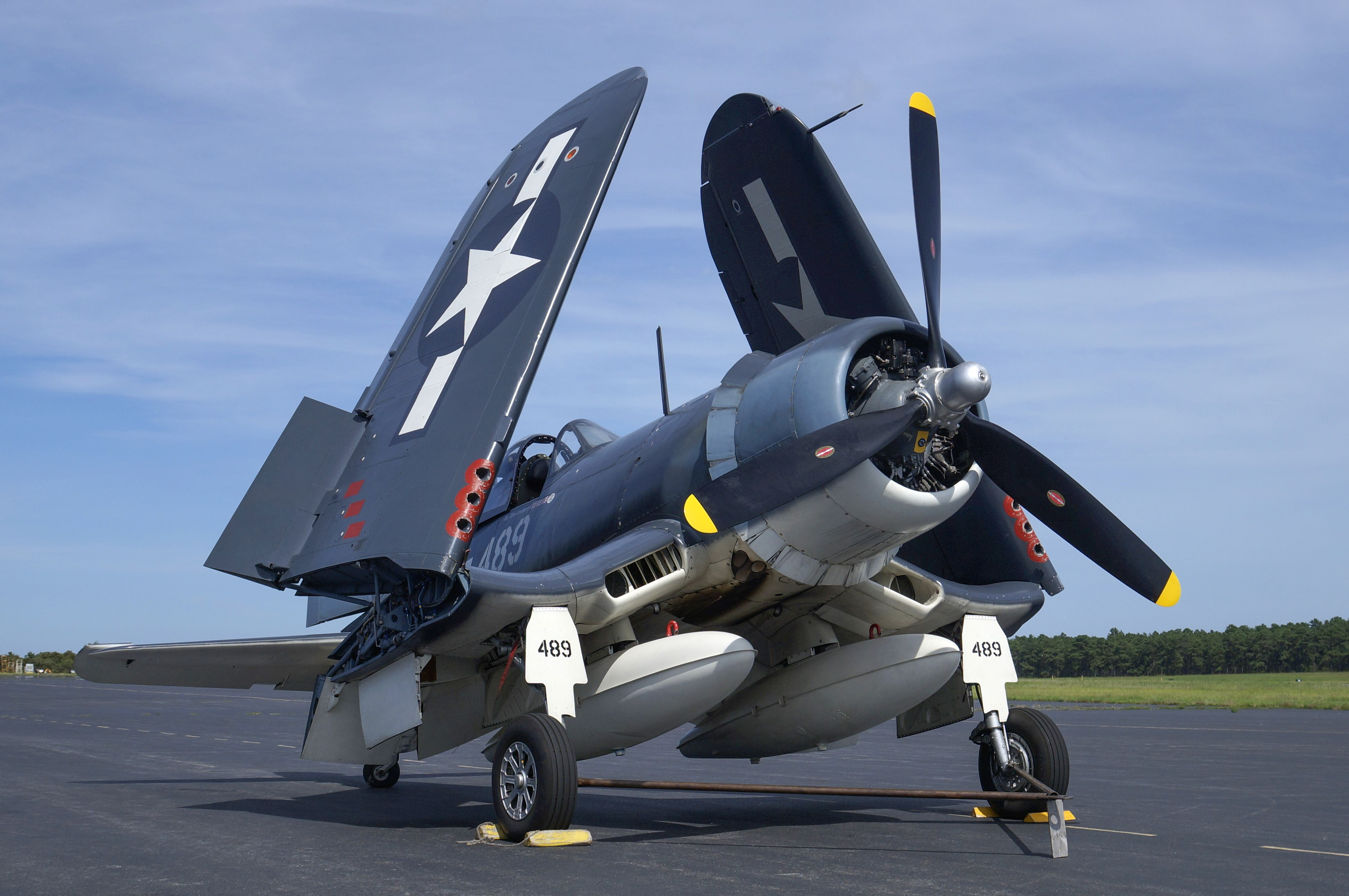 Full size: Claire Aviation Goodyear FG-1D Corsair NX209TW at Toms River Ocean County Airport