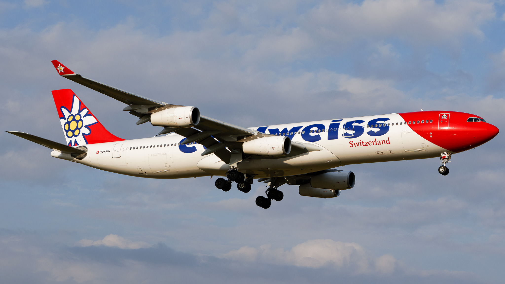 Full size: Edelweiss Air Airbus A340-300 HB-JMC at Tampa International Airport
