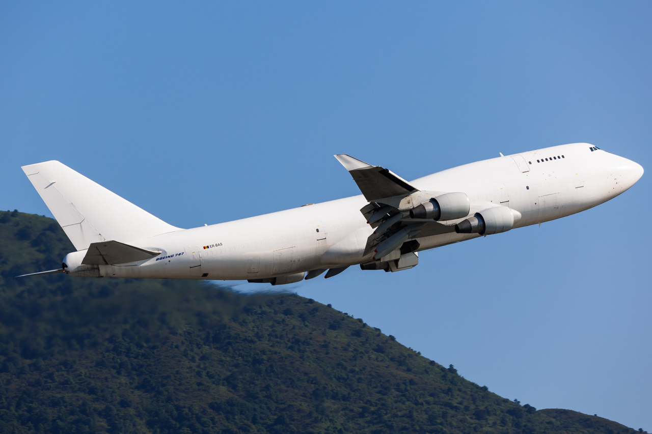 Full size: Terra Avia Boeing 747-400F ER-BAS at Hong Kong International Airport
