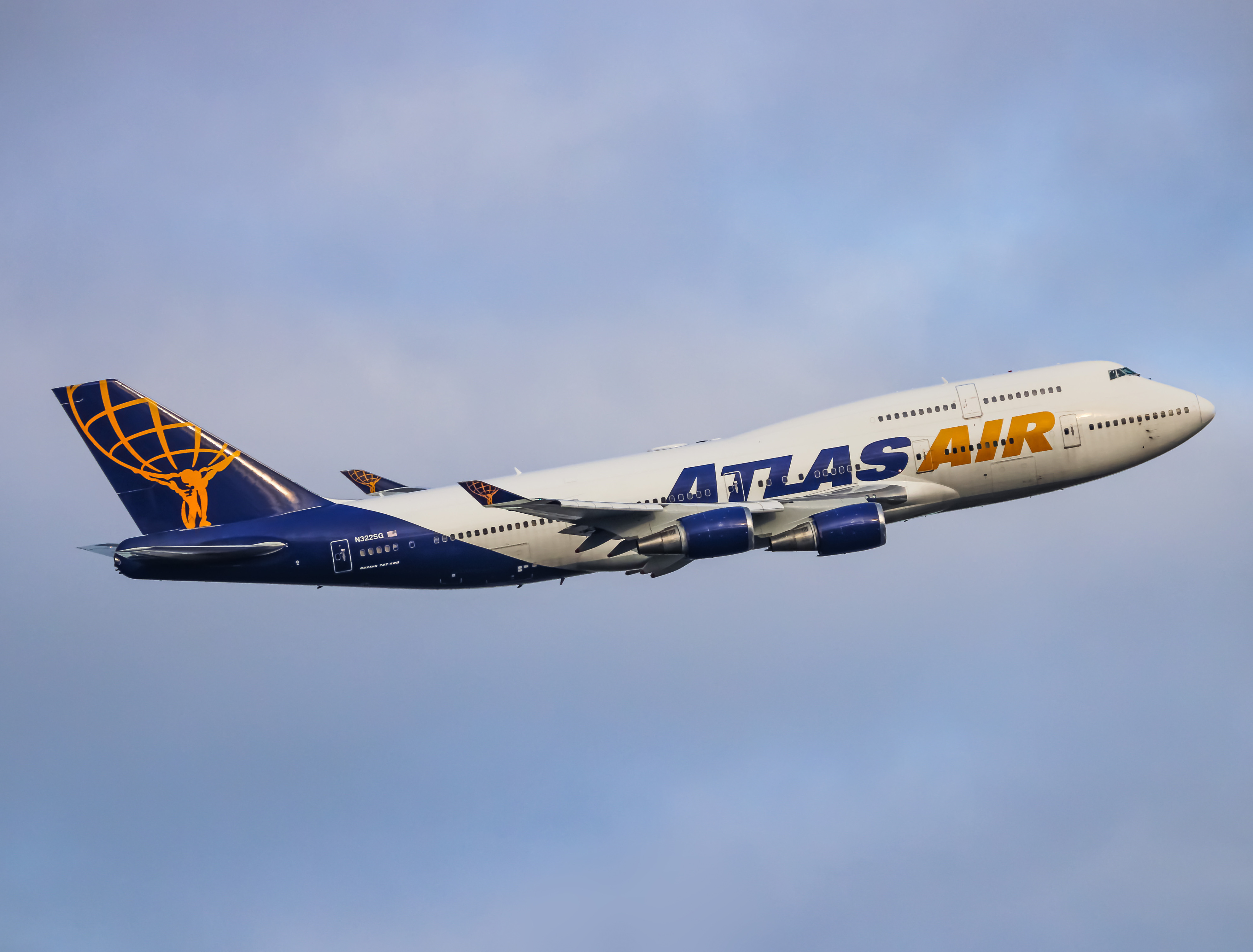 Full size: Atlas Air Boeing 747-400 N322SG at Baltimore/Washington International Thurgood Marshall Airport