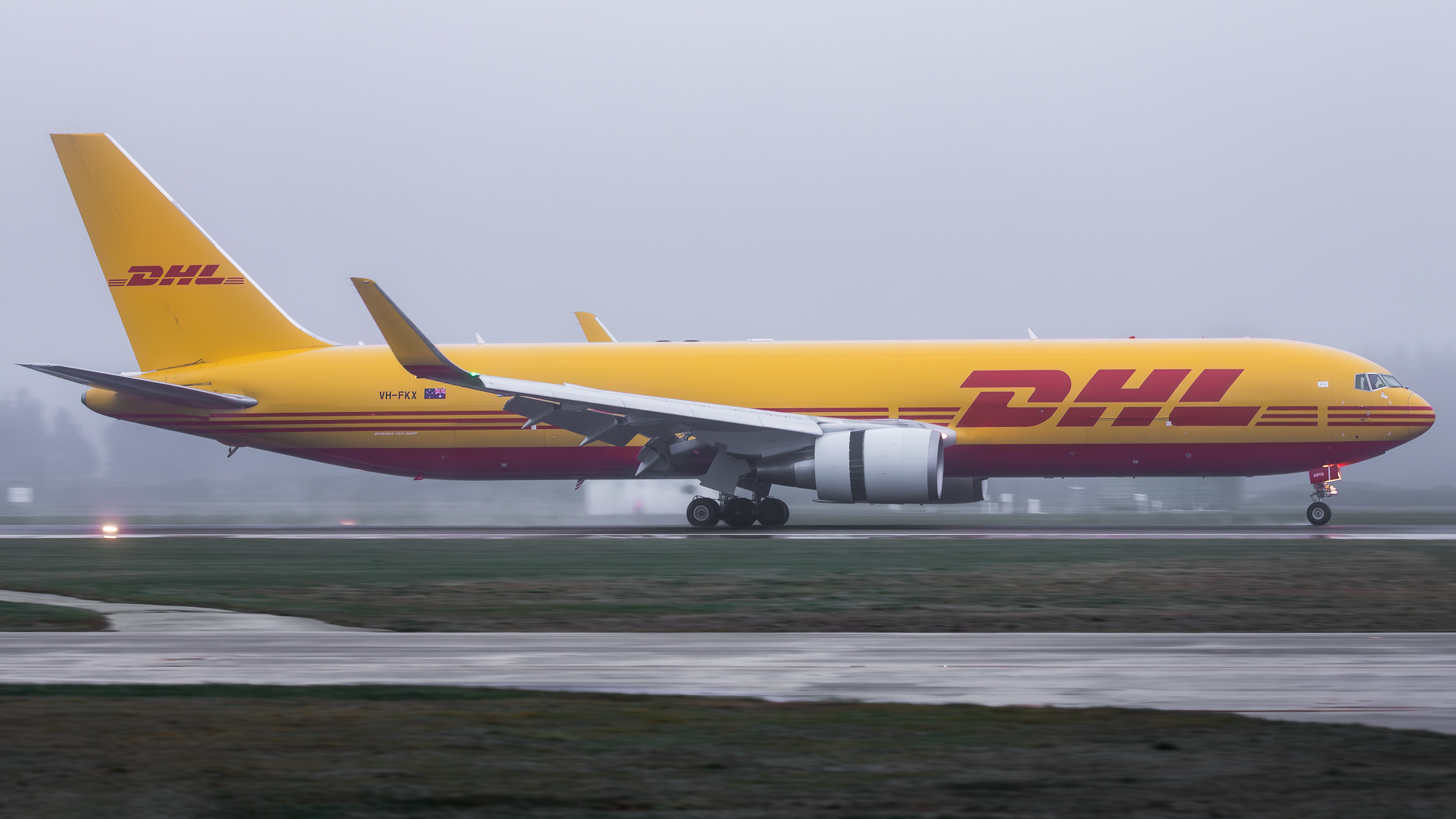Full size: DHL Air Boeing 767-300F VH-FKX at Christchurch International Airport