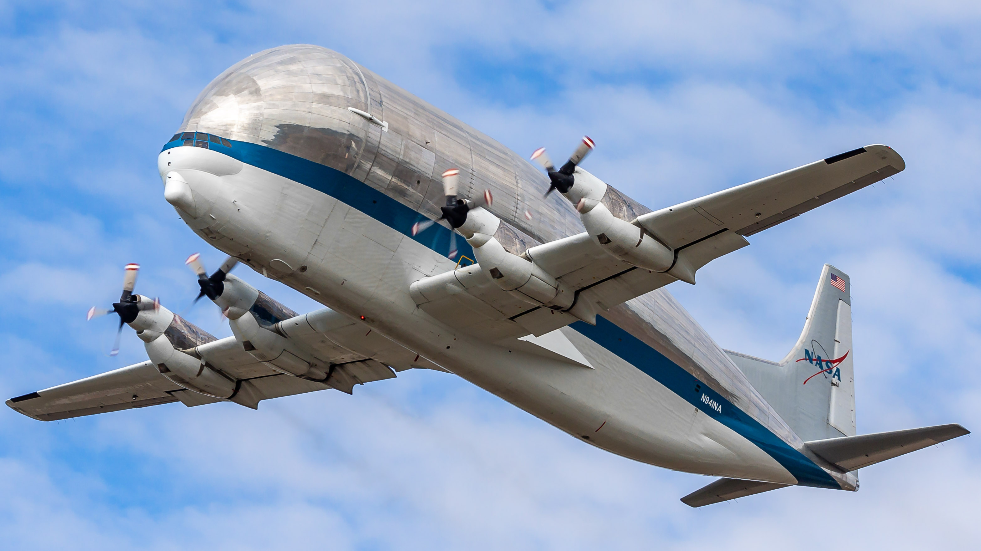 Full size: NASA Boeing B-377 SGT Super Guppy Turbine N941NA at Ellington Airport