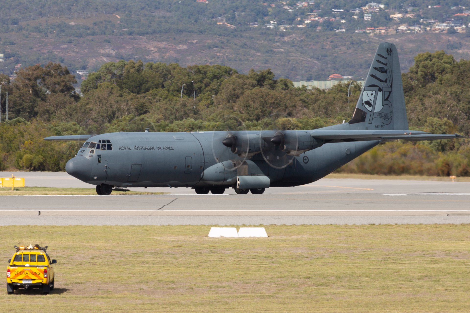 Full size: Royal Australian Air Force Lockheed C-130J Hercules A97-447 at Perth Airport