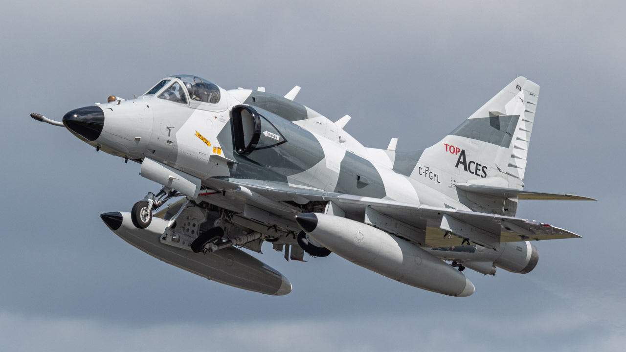 Full size: Top Aces Douglas A-4 Skyhawk C-FGYL at Fairford Airport