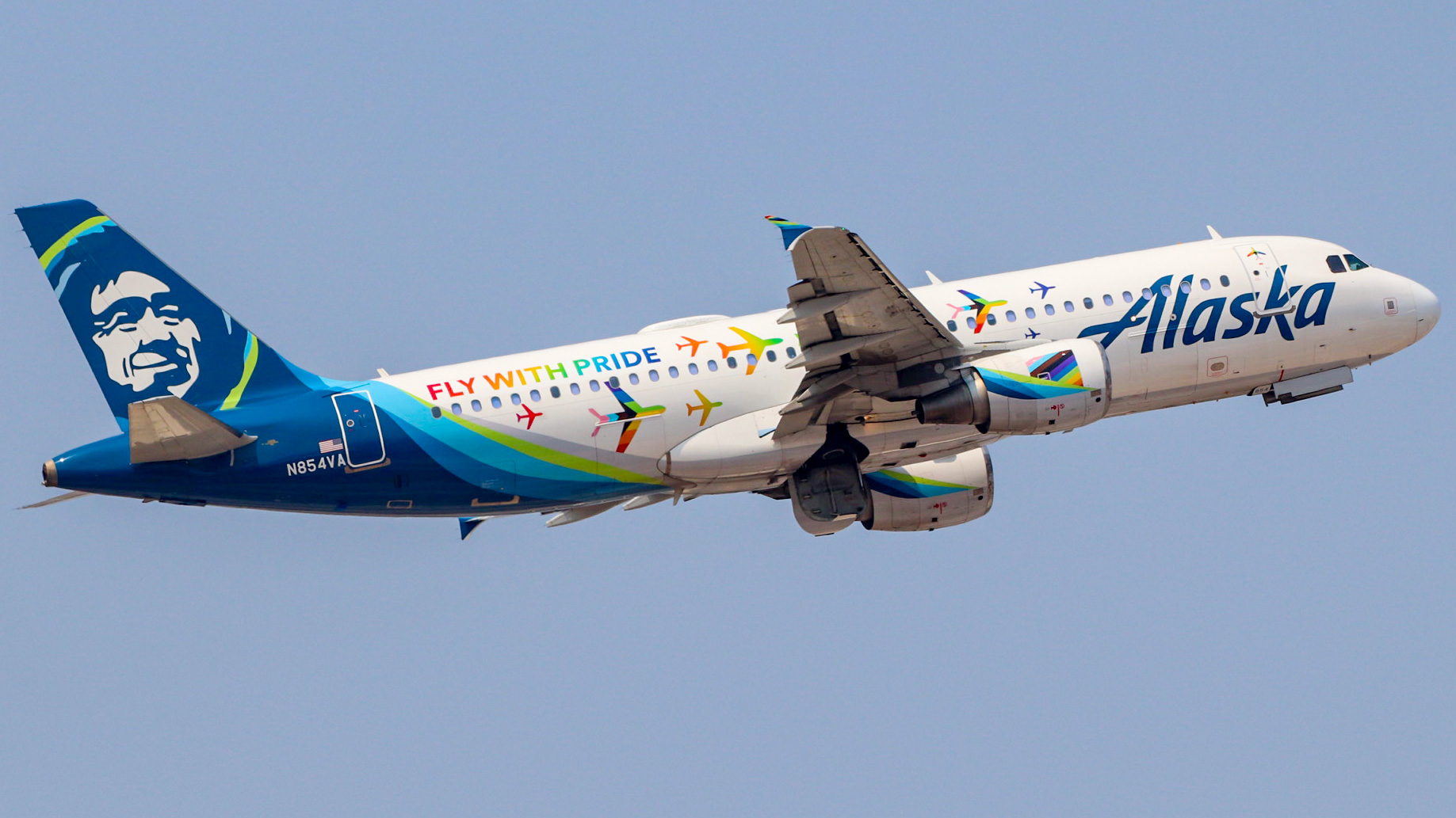 Full size: Alaska Airlines Airbus A320 N854VA at Harry Reid International Airport