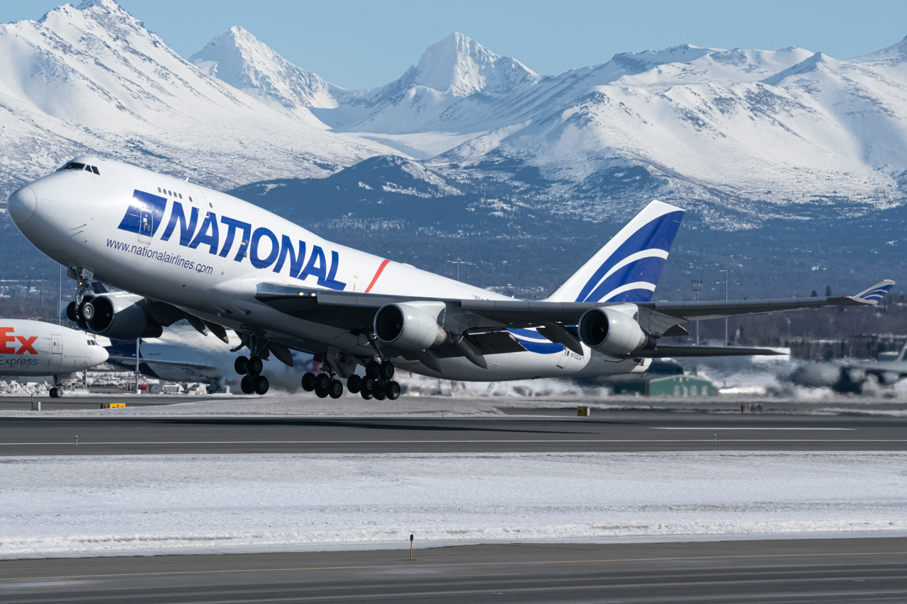 Full size: National Airlines Boeing 747-400F N702CA at Anchorage Ted Stevens International Airport