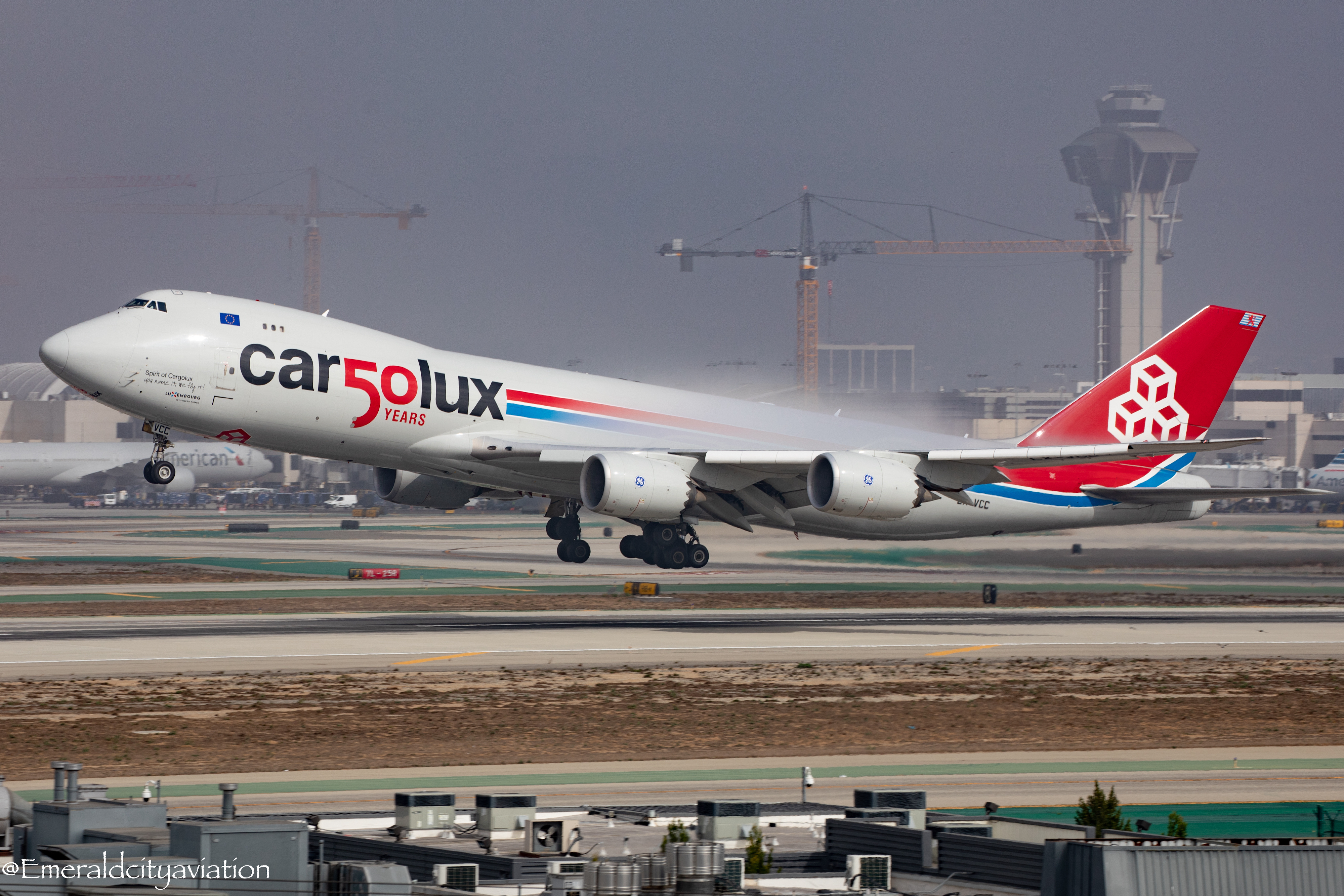 Full size: CargoLux Boeing 747-8F LX-VCC at Los Angeles International Airport