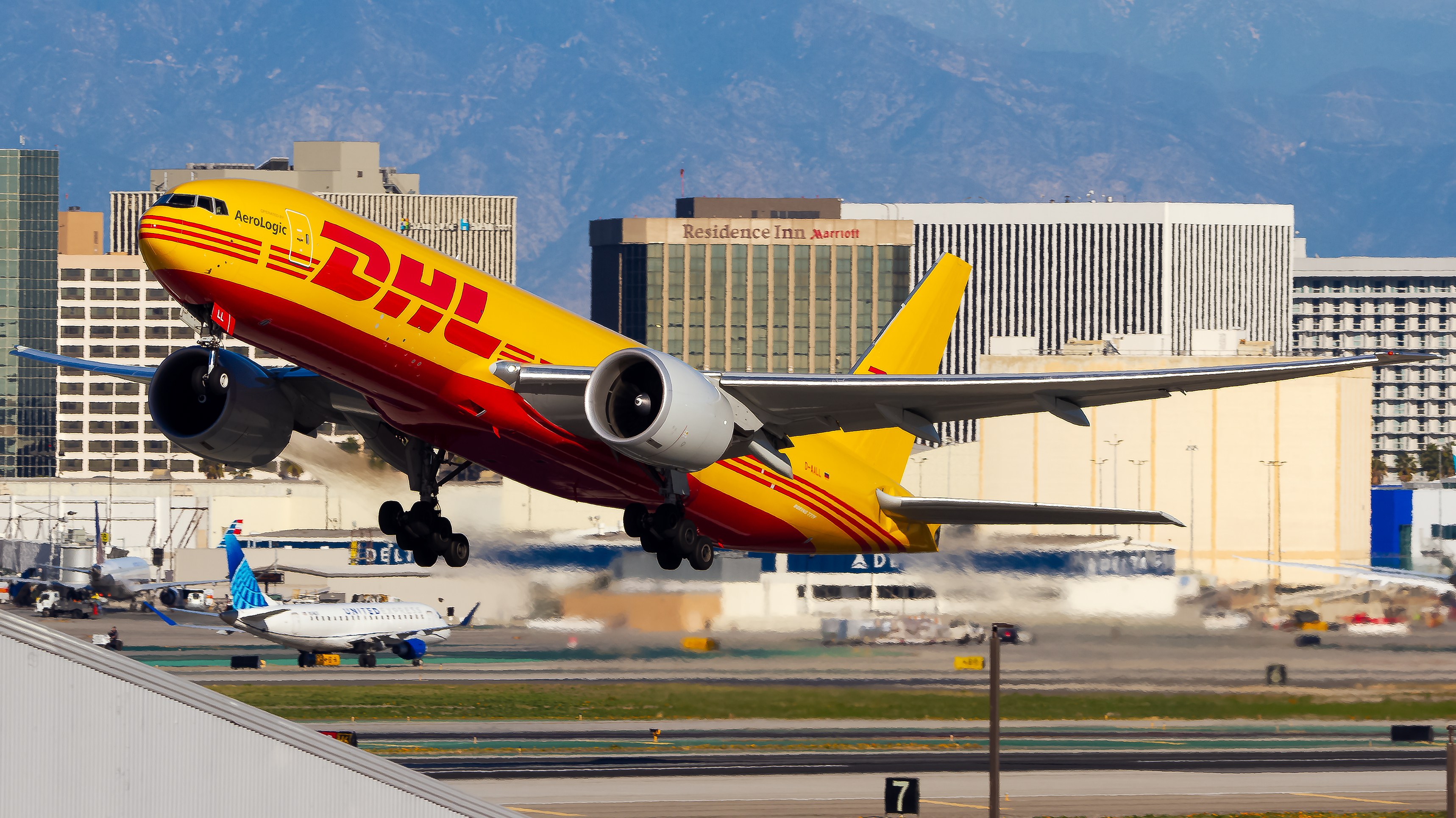 Full size: DHL Boeing 777-200F D-AALL at Los Angeles International Airport
