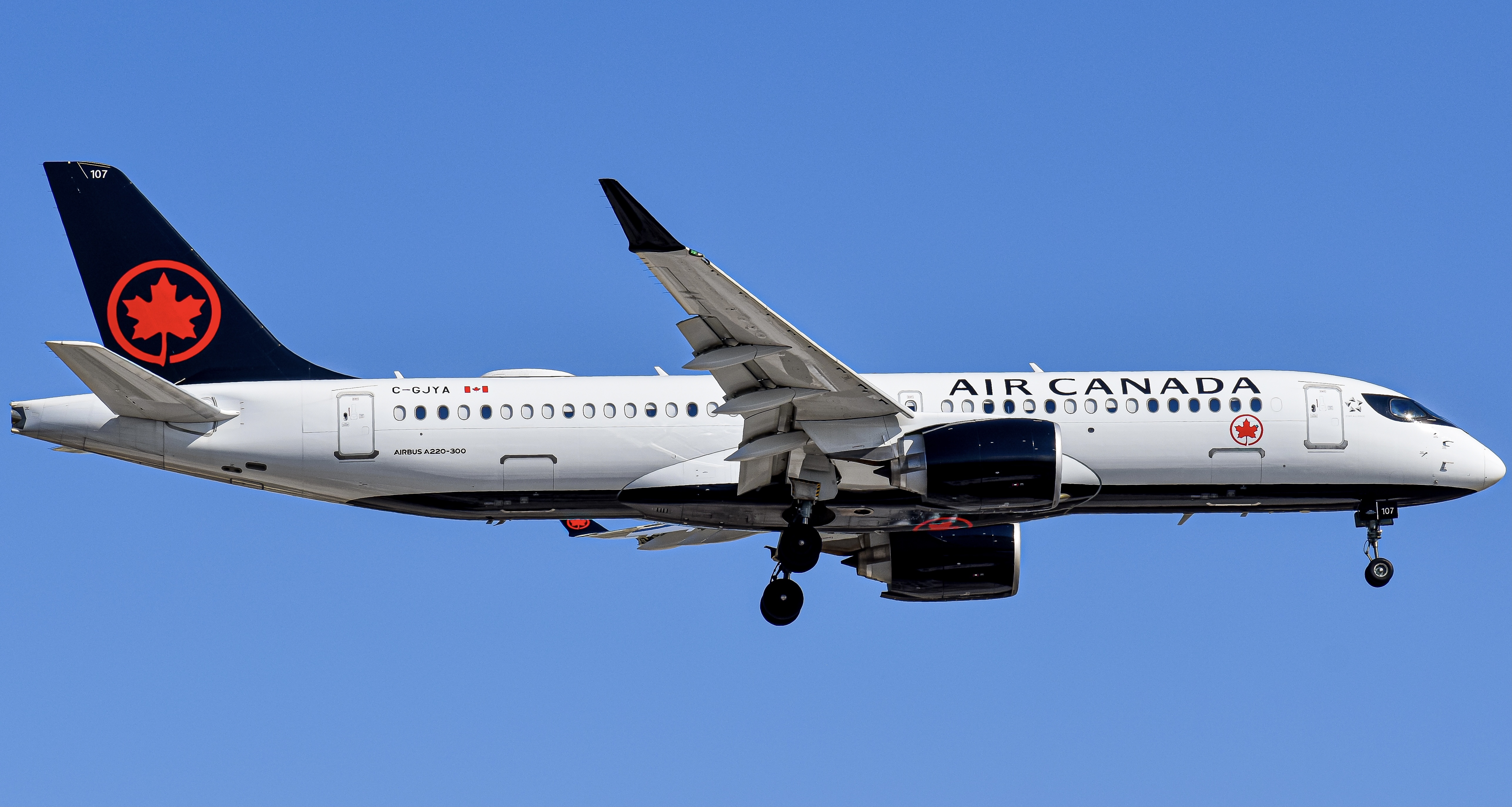 Full size: Air Canada Airbus A220-300 C-GJYA at Lester B Pearson International Airport