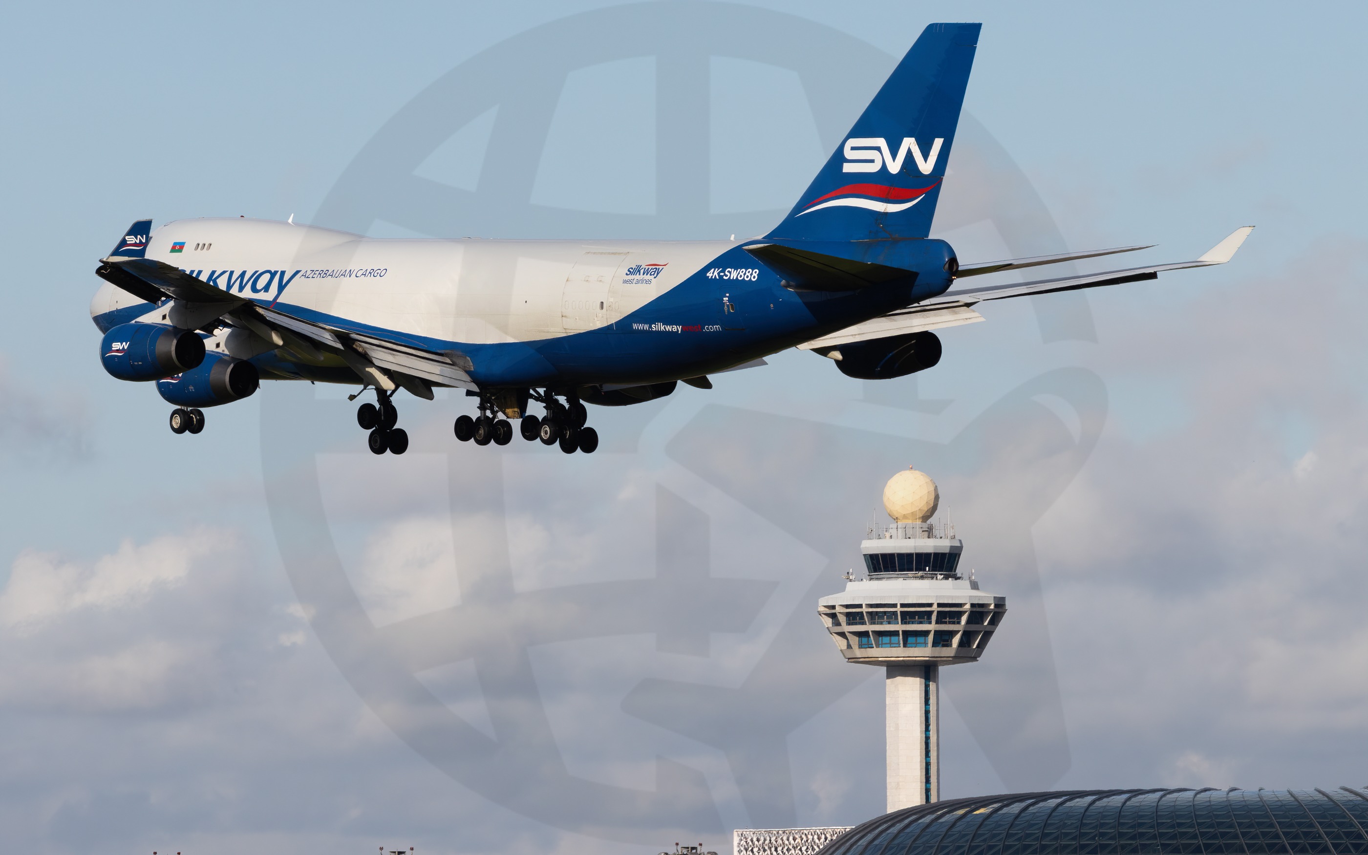 Full size: Silkway West Airlines 747-400F 4K-SW888 at Singapore-Changi Airport
