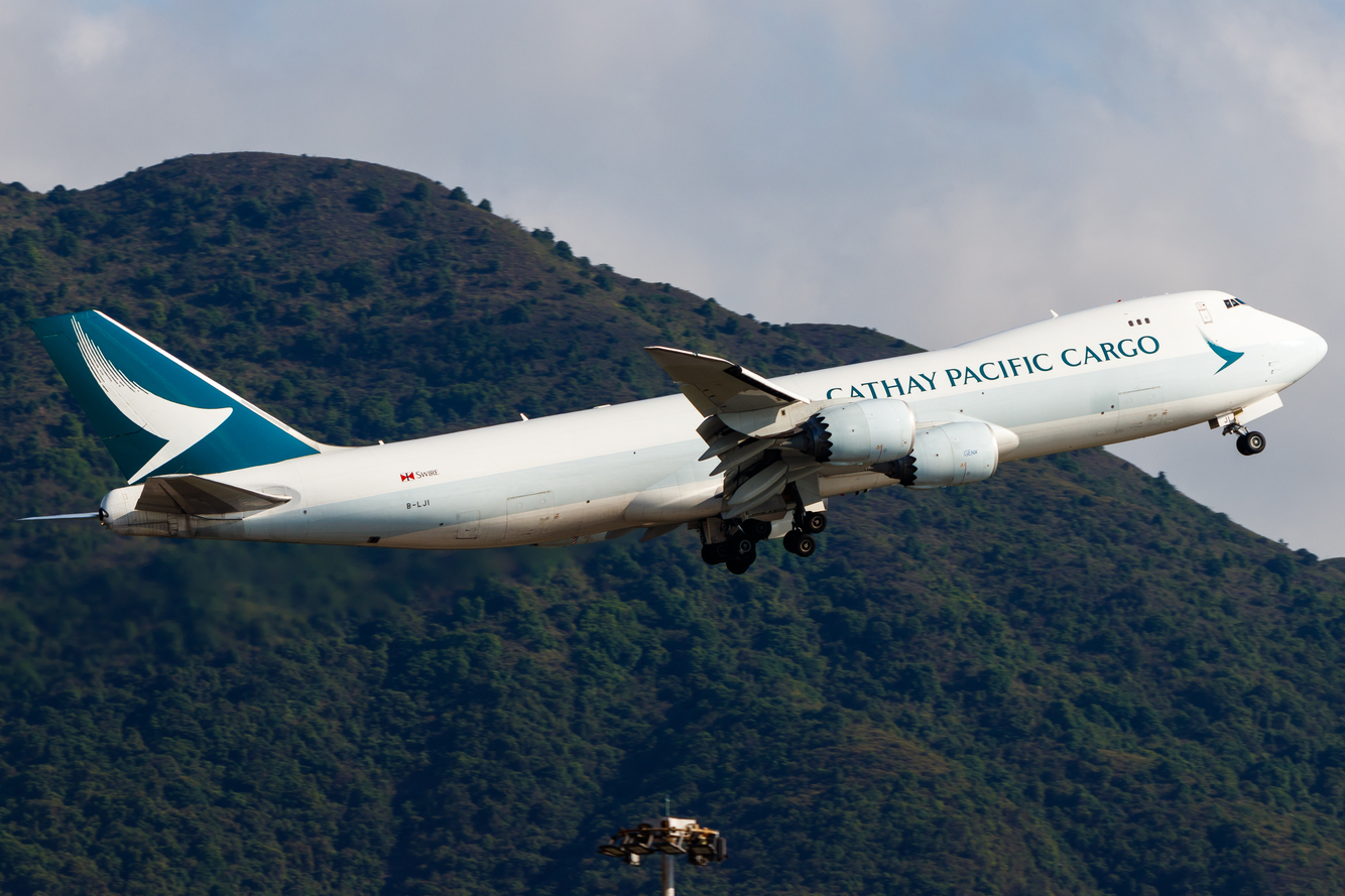 Full size: Cathay Pacific Boeing 747-8F B-LJI at Hong Kong International Airport