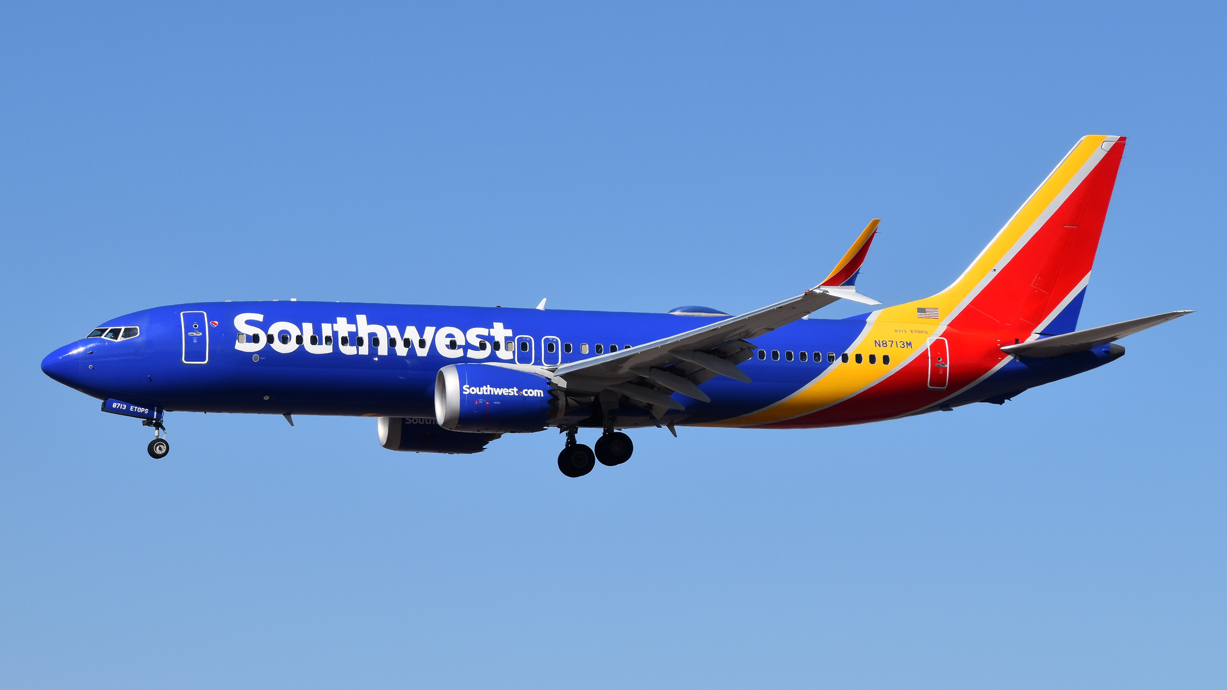 Full size: Southwest Airlines Boeing 737 MAX 8 N8713M at Harry Reid International Airport
