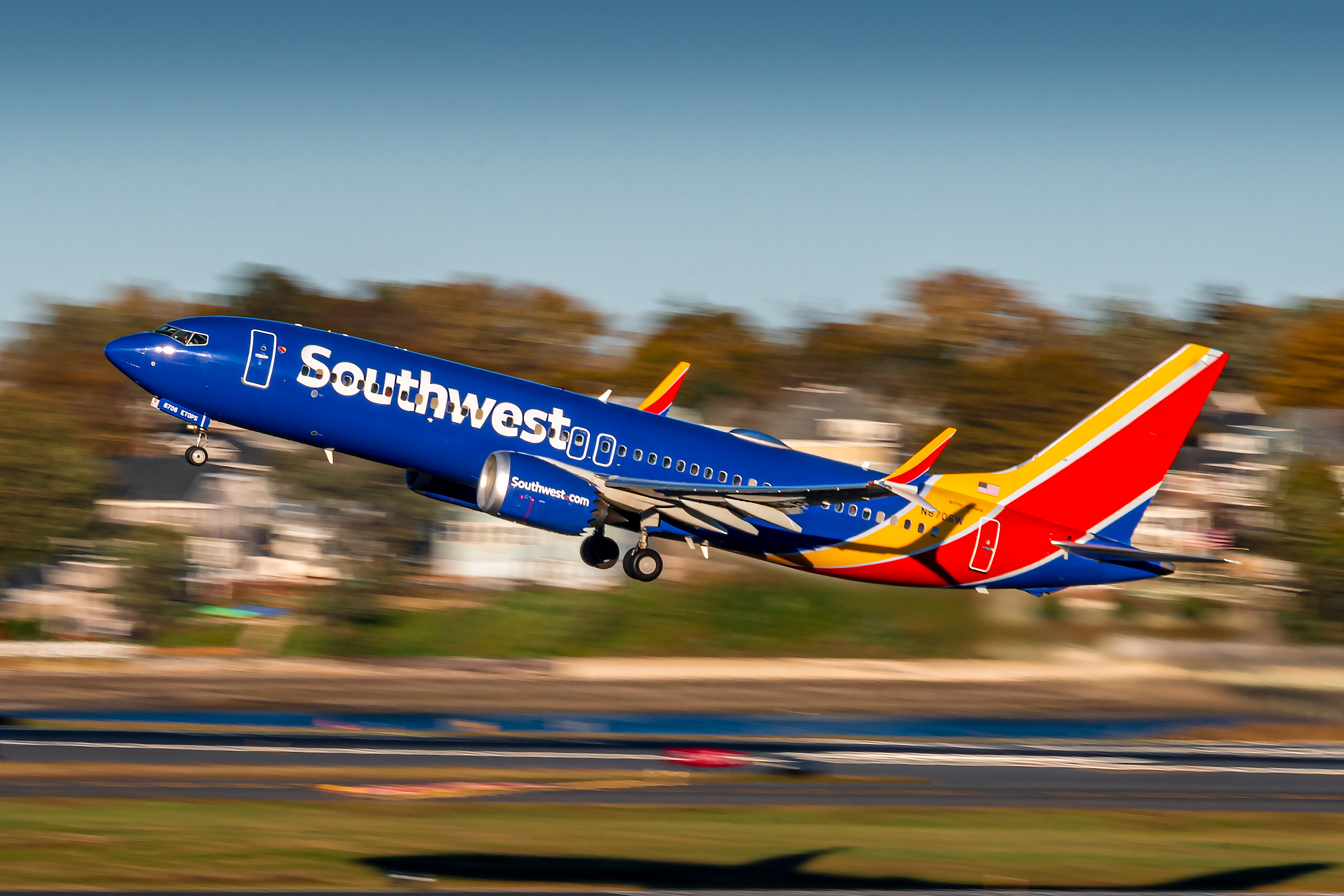 Full size: Southwest Airlines Boeing 737 MAX 8 N8706W at General Edward Lawrence Logan International Airport