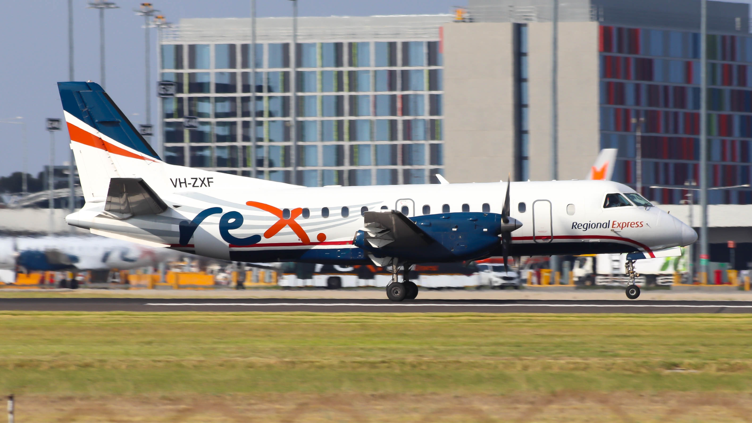 Full size: Regional Express (REx) Saab 340 VH-ZXF at Melbourne Airport