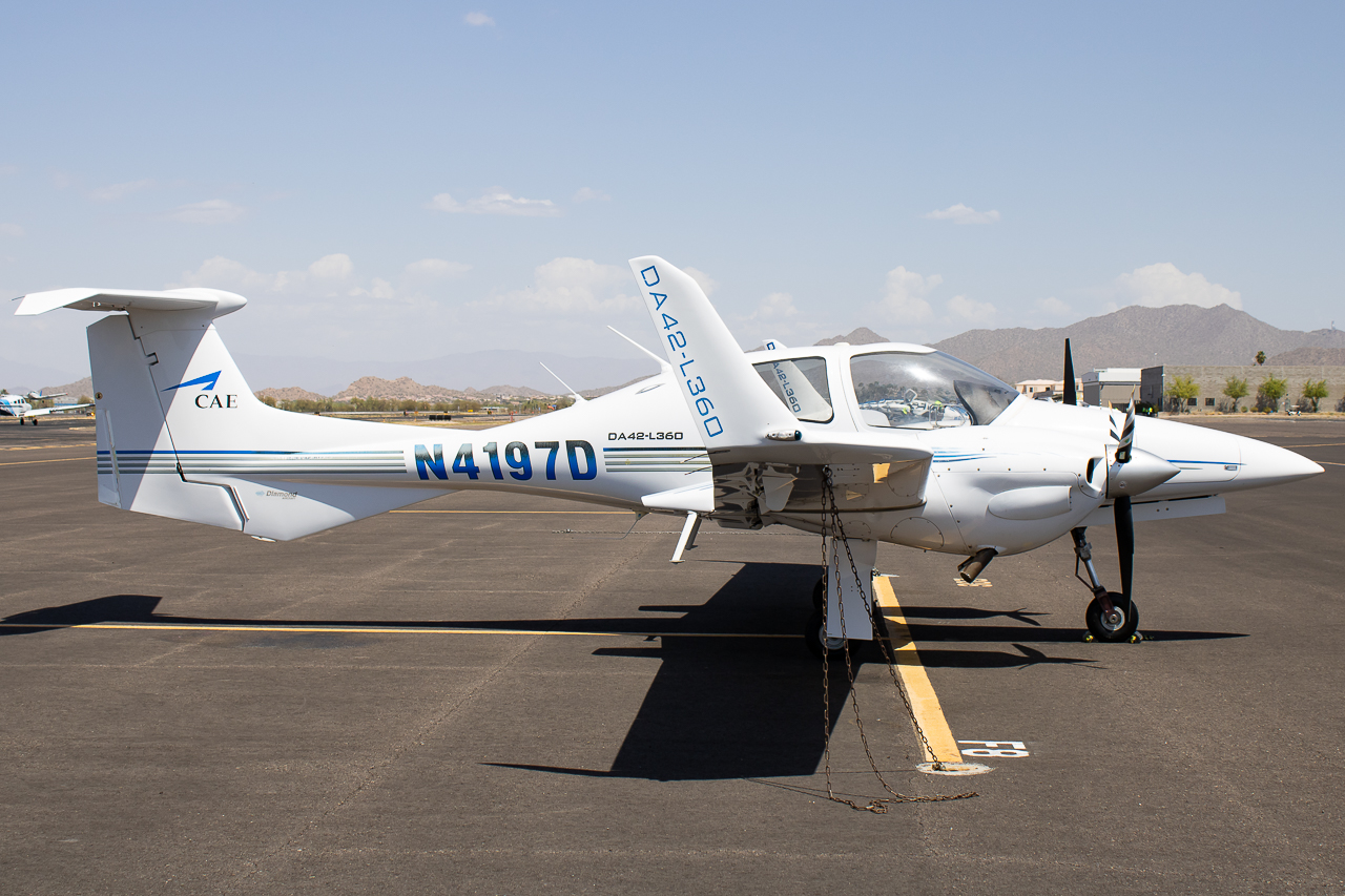 Full size: CAE Oxford Aviation Academy Diamond DA42 N4197D at Falcon Field Airport