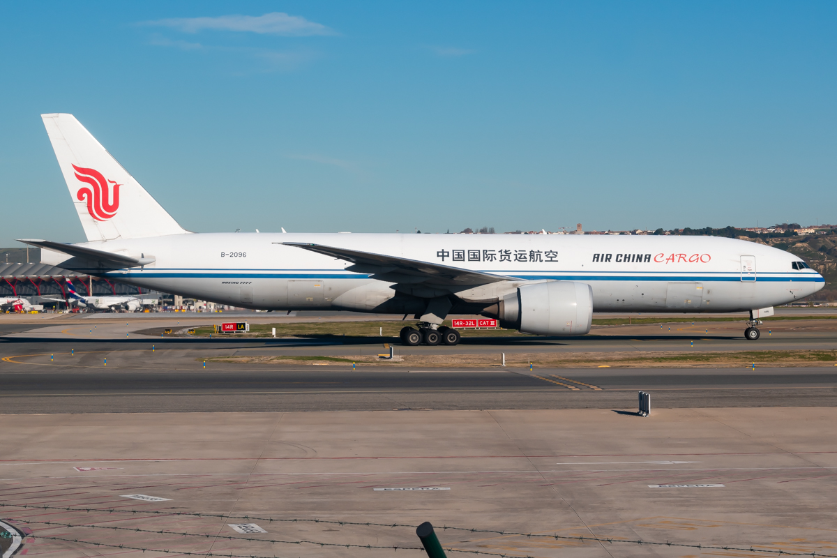 Full size: Air China Cargo Boeing 777-F B-2096 at Madrid Barajas Airport