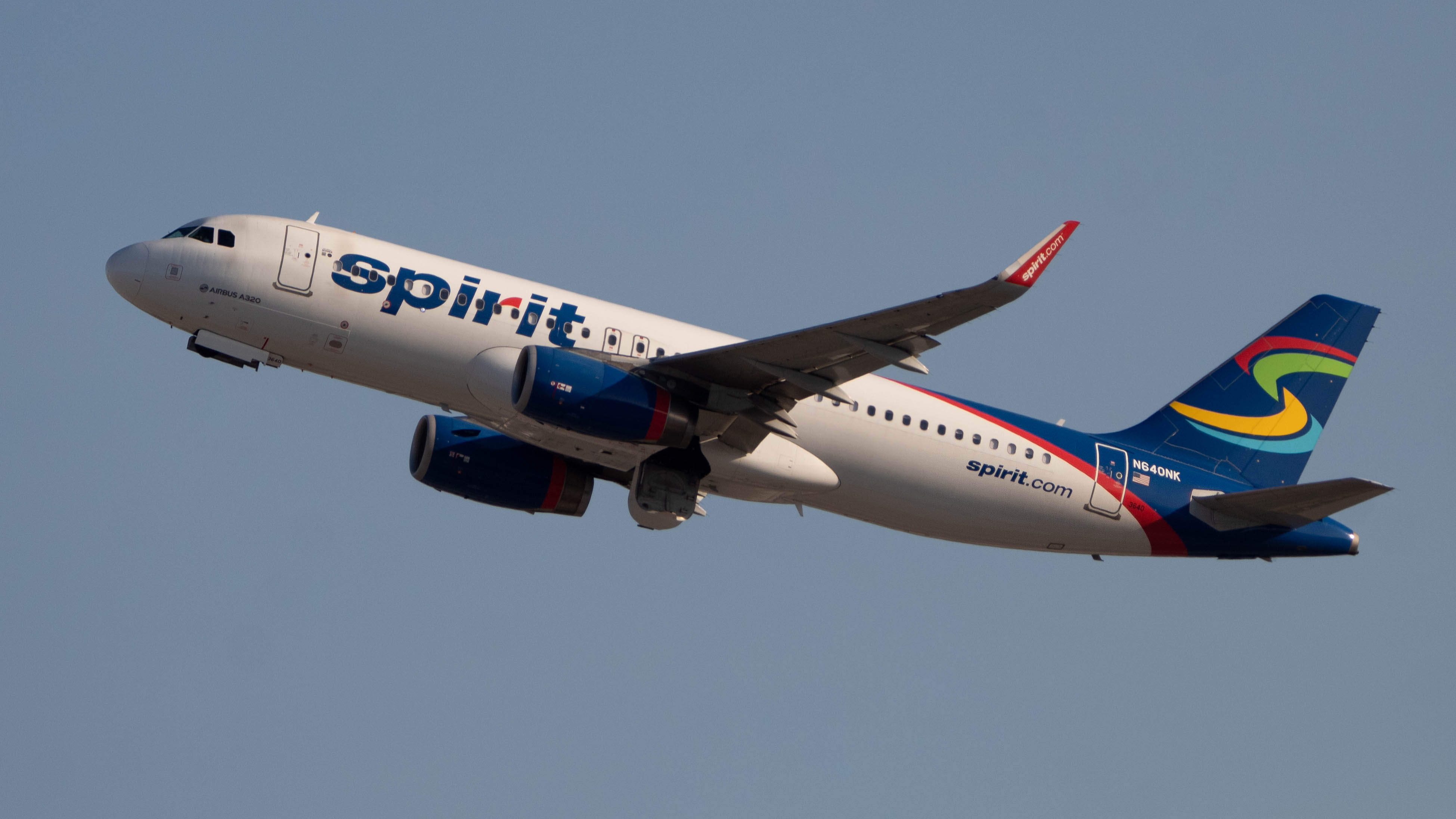 Full size: Spirit Airlines Airbus A320 N640NK at Los Angeles International Airport