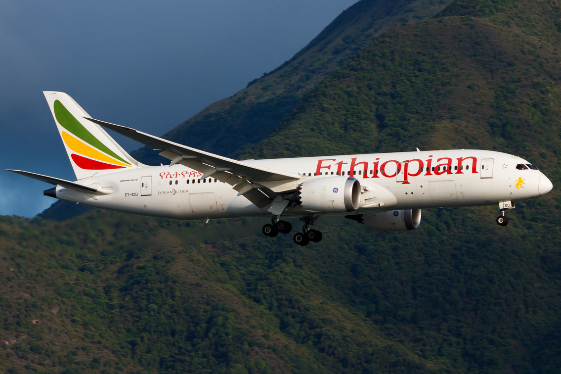 Full size: Ethiopian Airlines Boeing 787-8 ET-AOU at Hong Kong International Airport