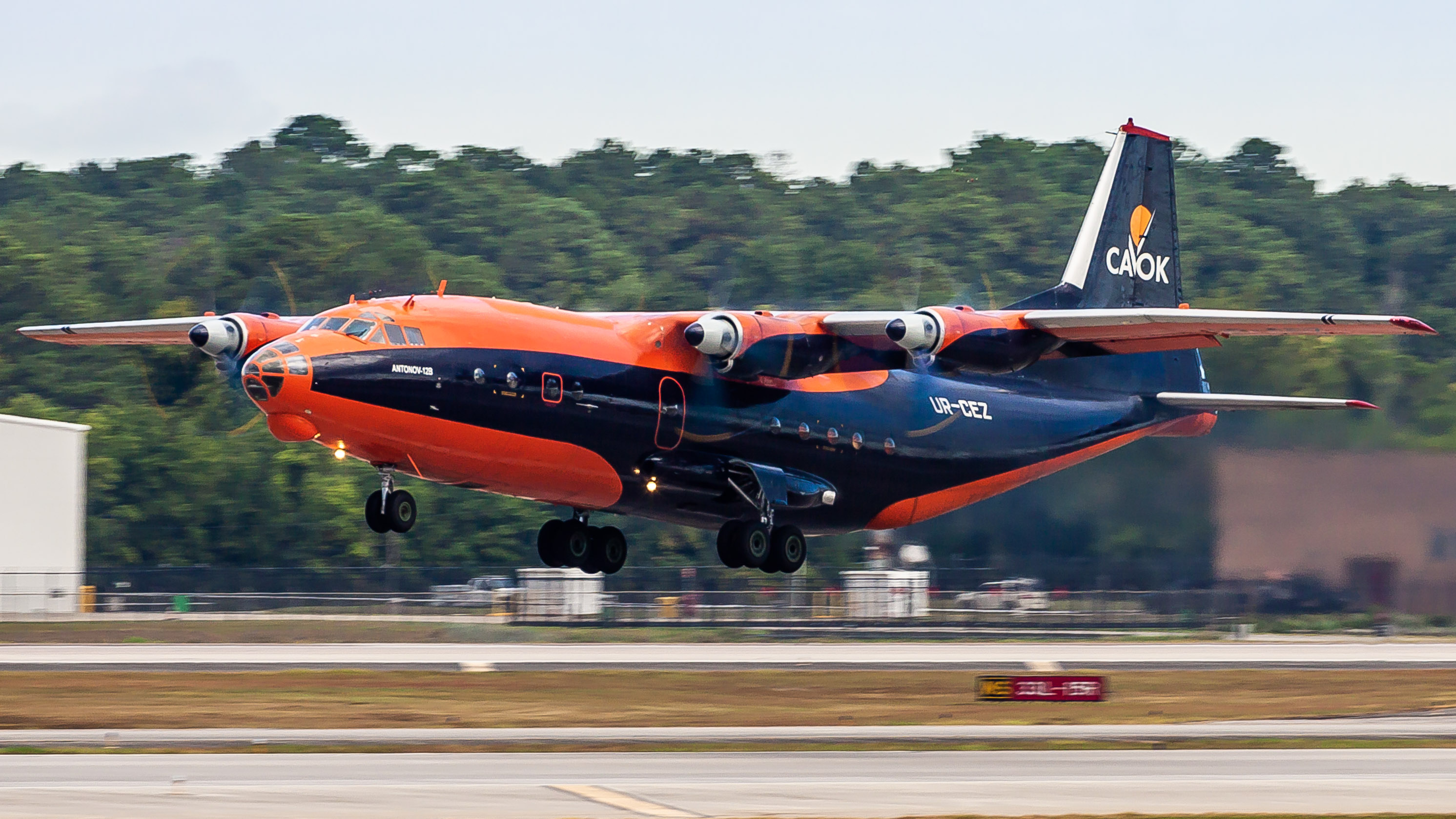 Full size: Cavok Air Antonov AN-12B UR-CEZ at Houston-George Bush Intercontinental Airport