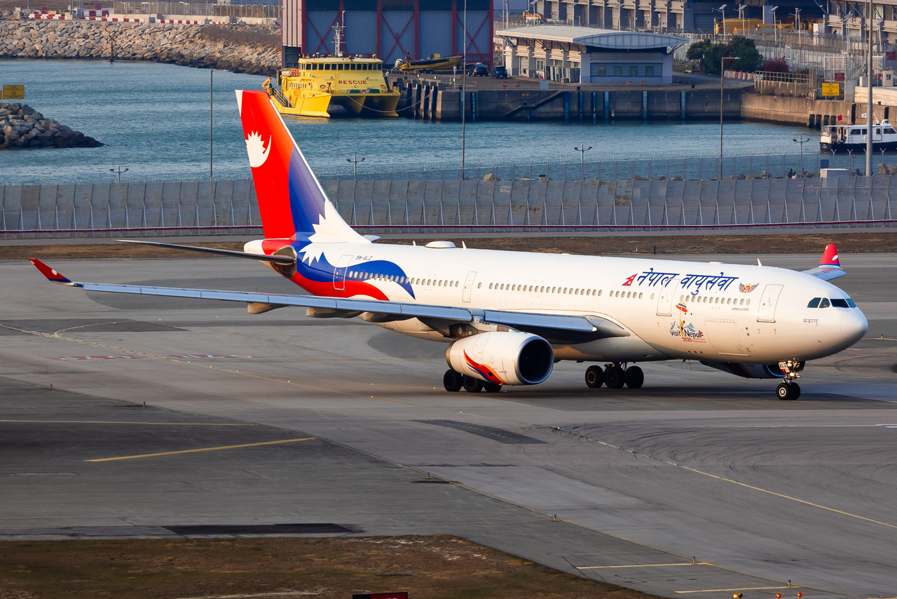 Full size: Nepal Airlines Airbus A330-200 9N-ALZ at Hong Kong International Airport