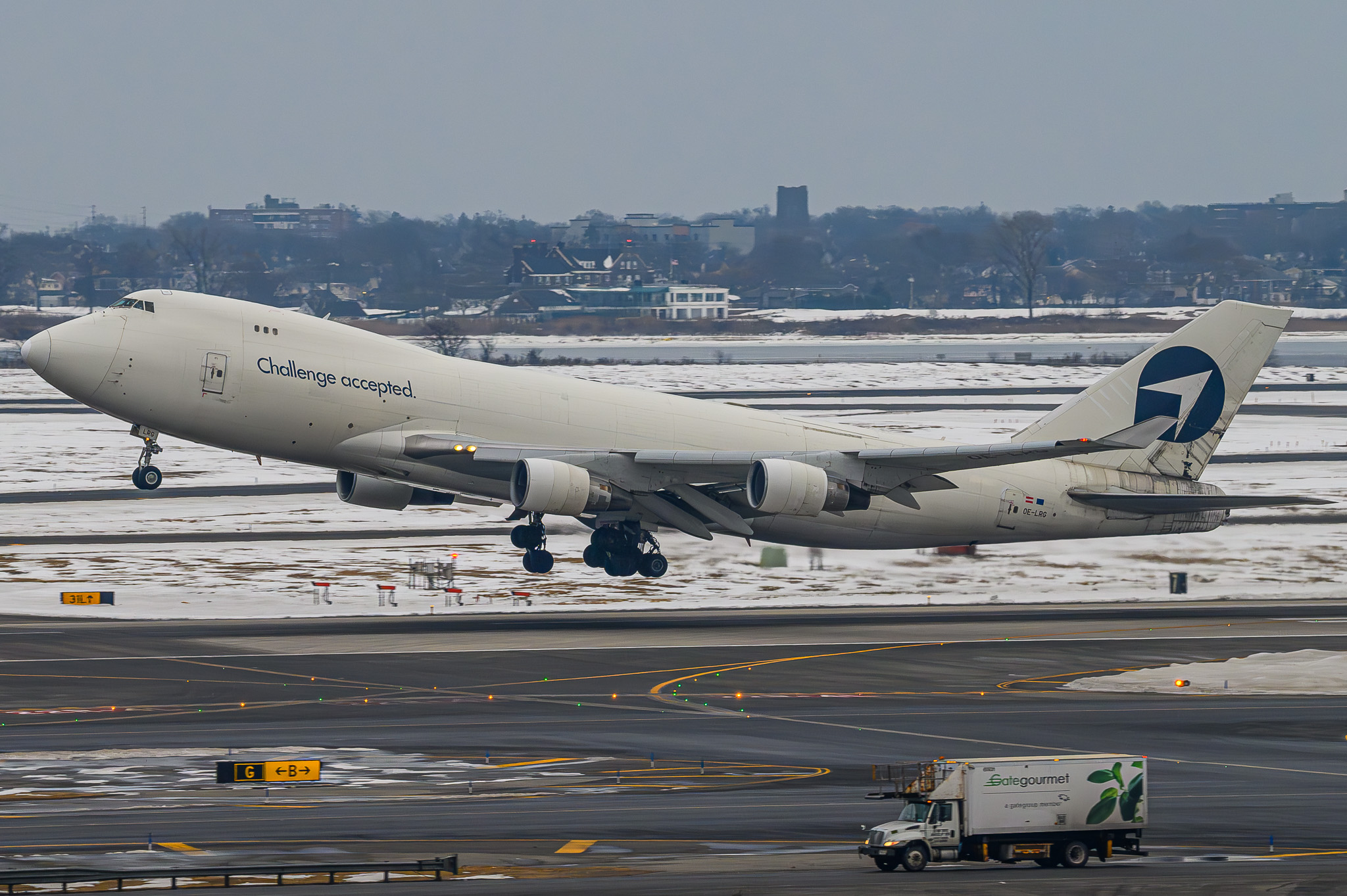 Full size: Challenge Airlines BE Boeing 747-400F OE-LRG at John F. Kennedy International Airport