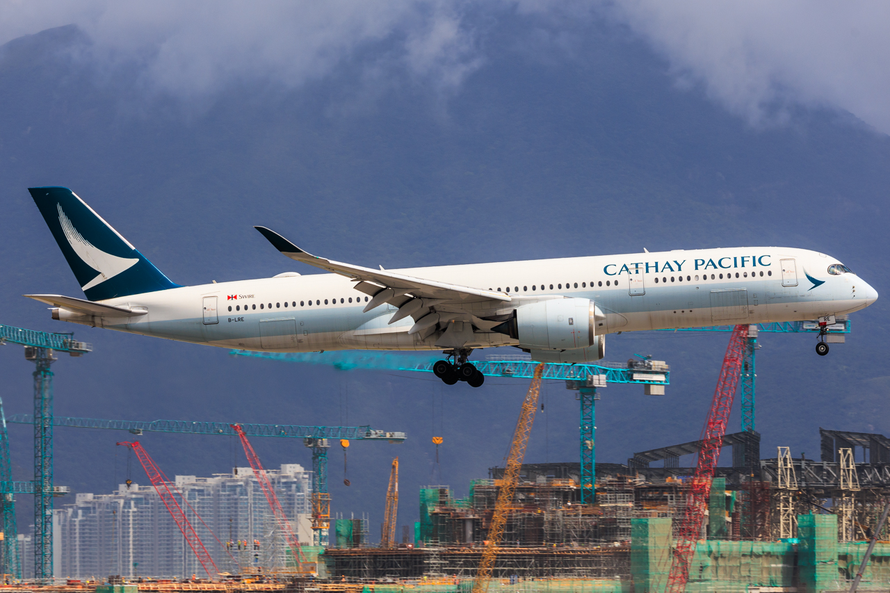 Full size: Cathay Pacific Airbus A350-900 B-LRE at Hong Kong International Airport
